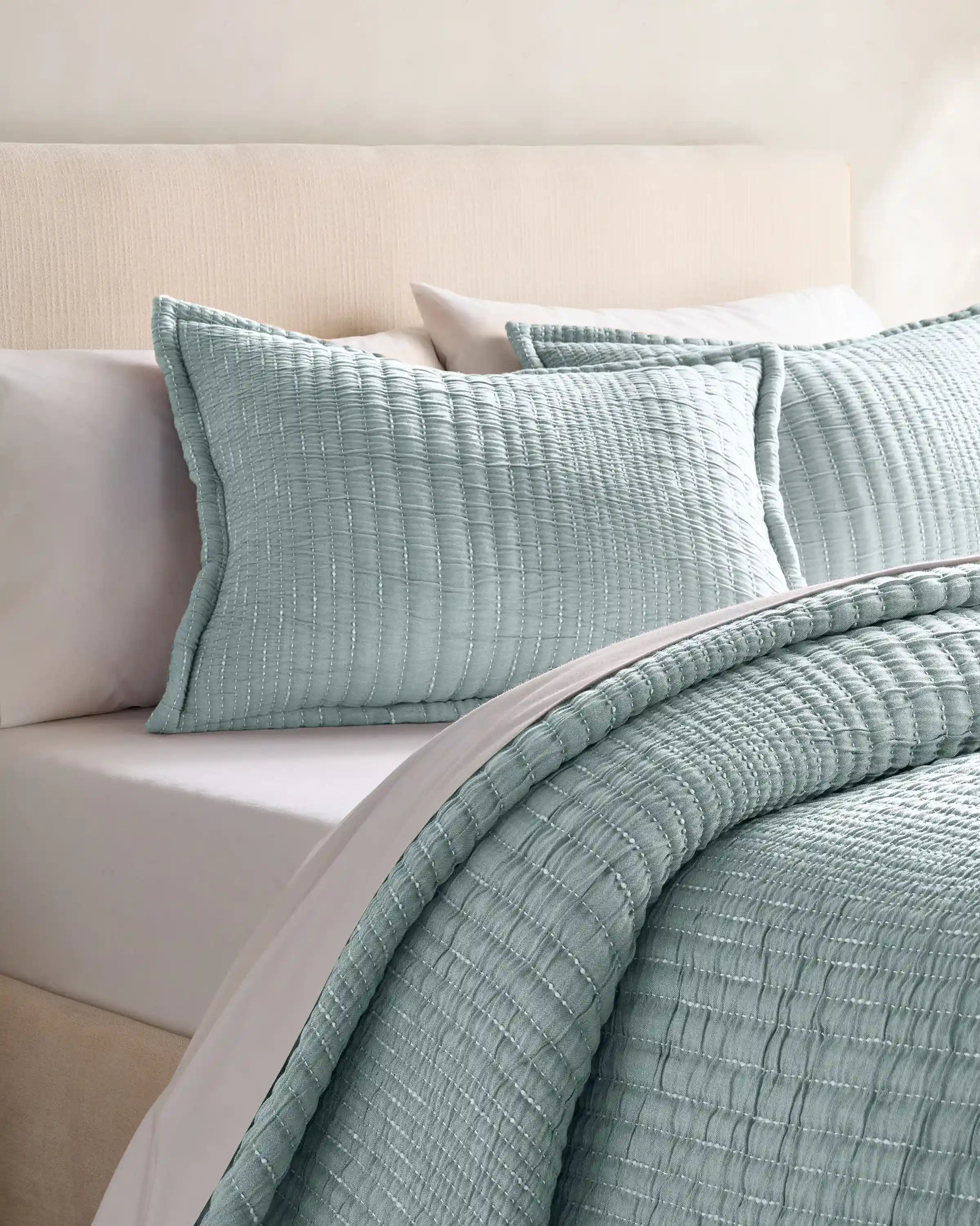 Organic Cotton Channel Stitch Coverlet Set