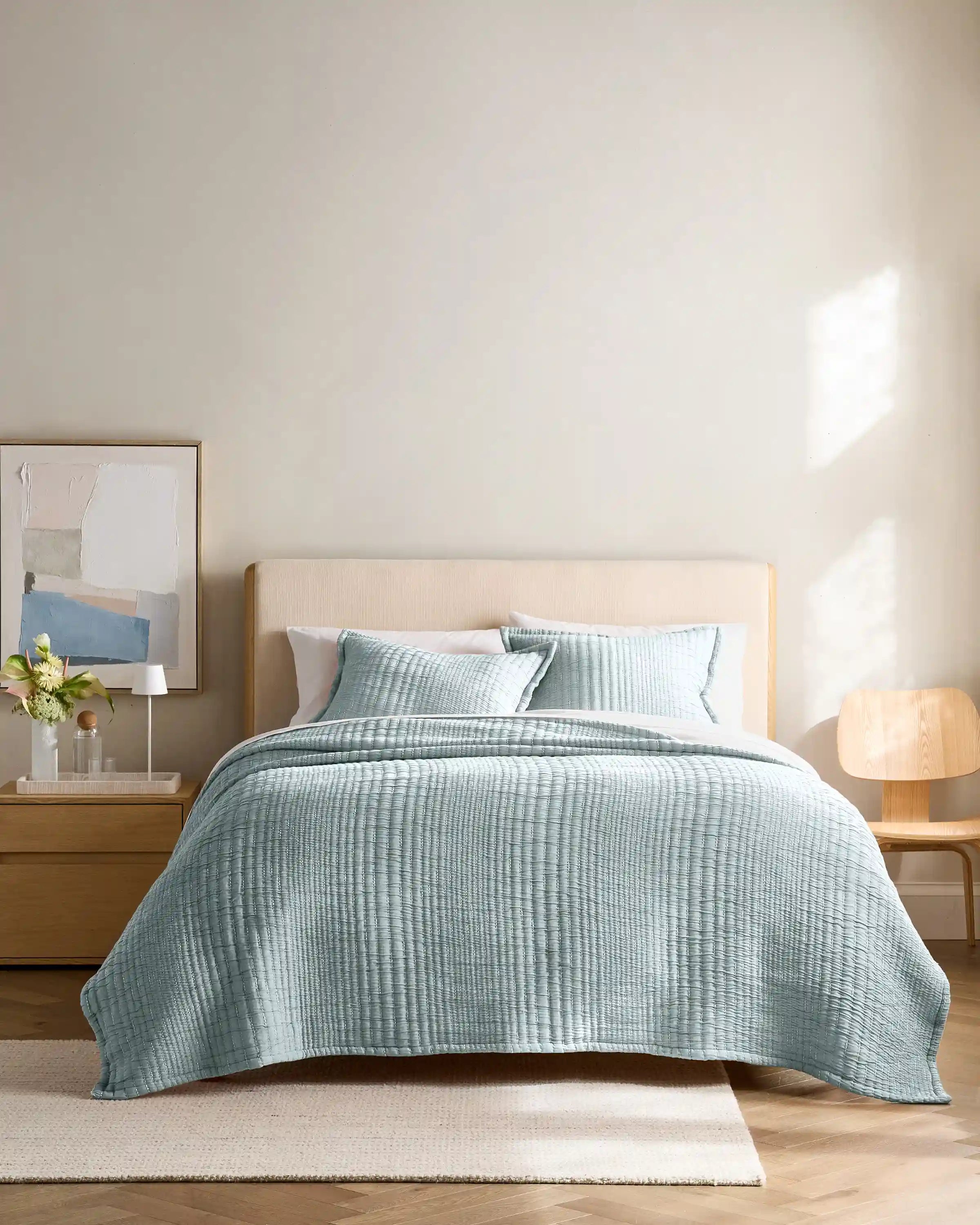 Organic Cotton Channel Stitch Coverlet Set