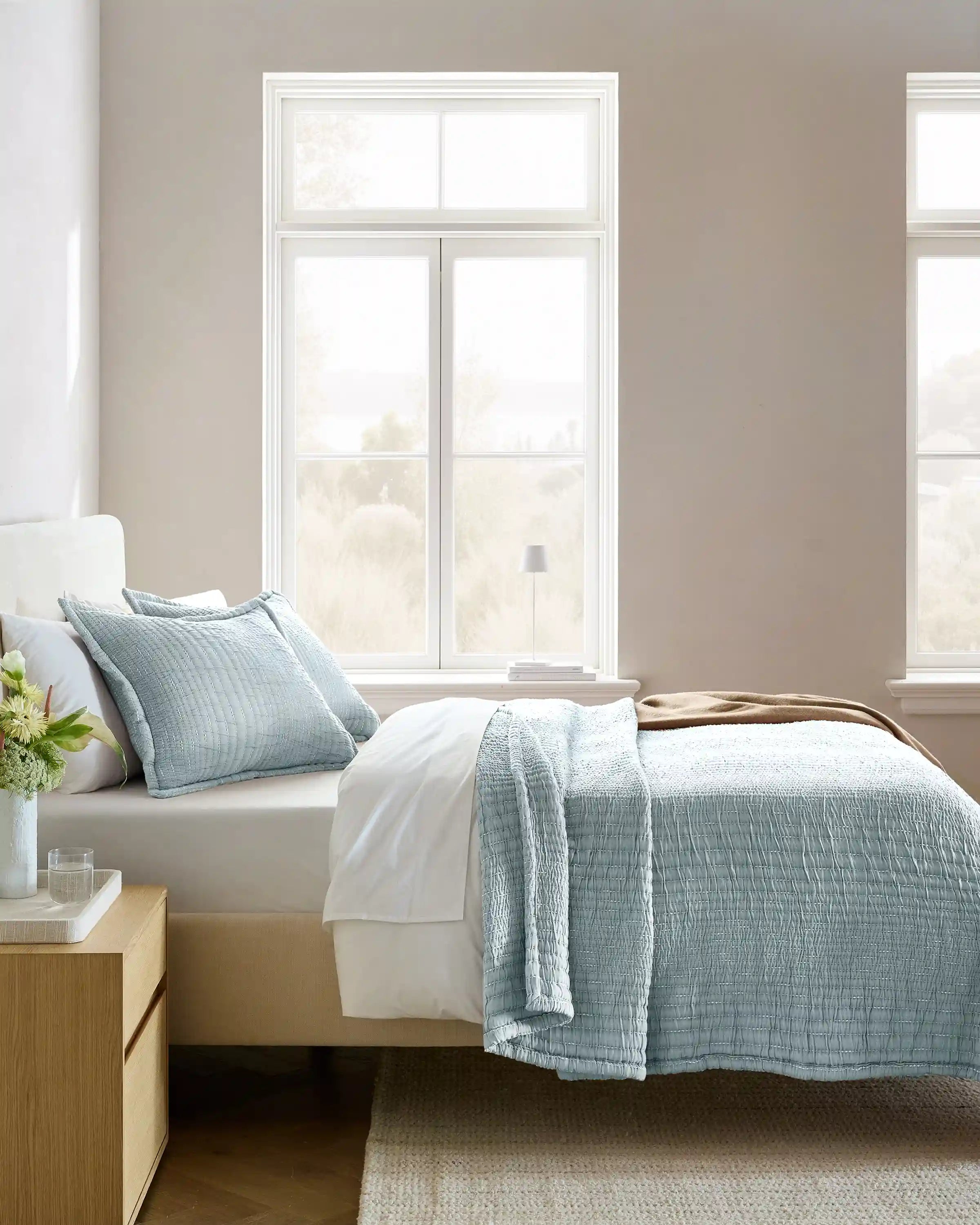 Organic Cotton Channel Stitch Coverlet Set