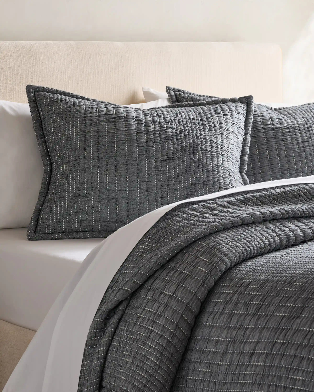 Organic Cotton Channel Stitch Coverlet Set