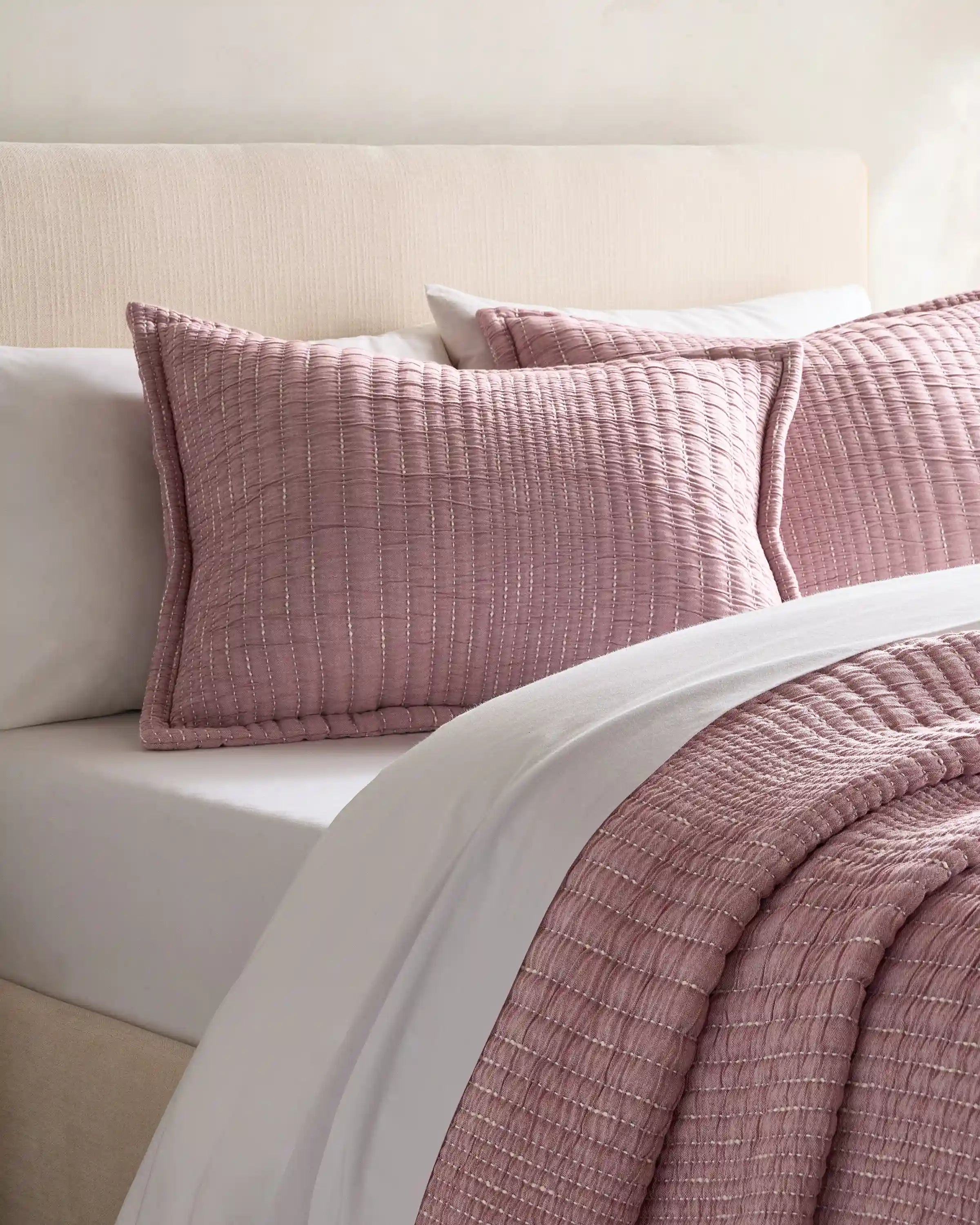 Organic Cotton Channel Stitch Coverlet Set