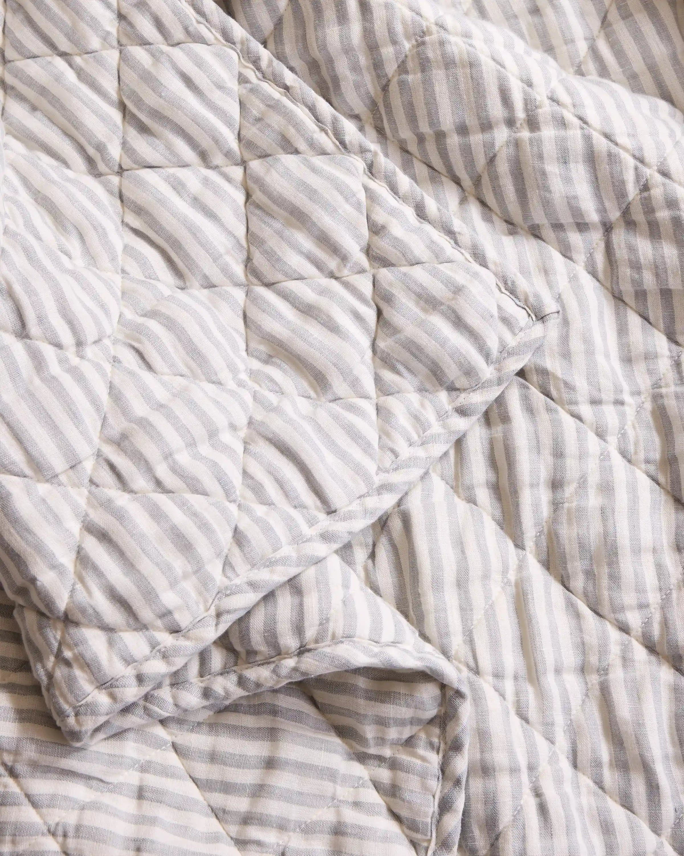 European Linen Stripe Quilt Set