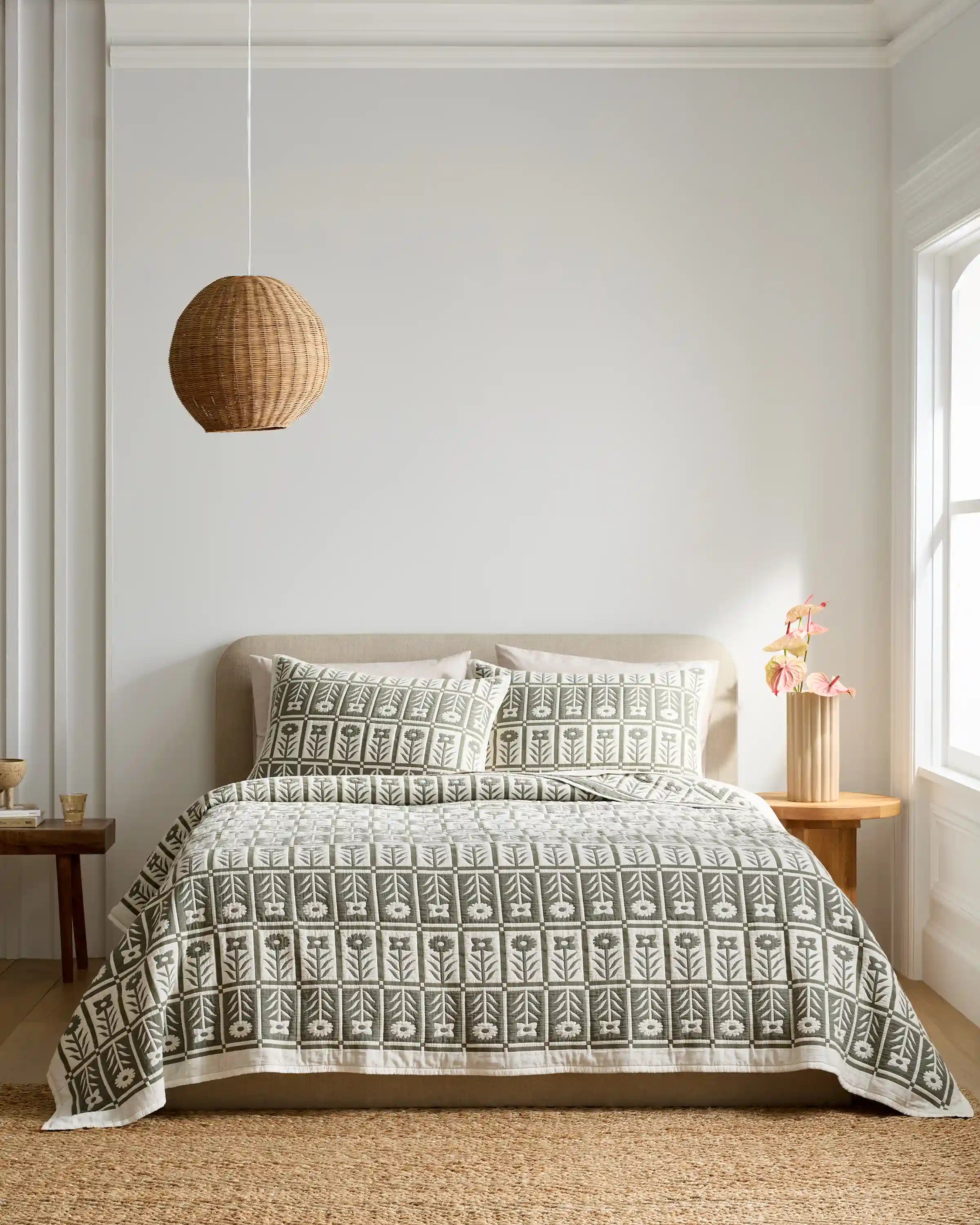 Organic Cotton Jacquard Floral Sham Set