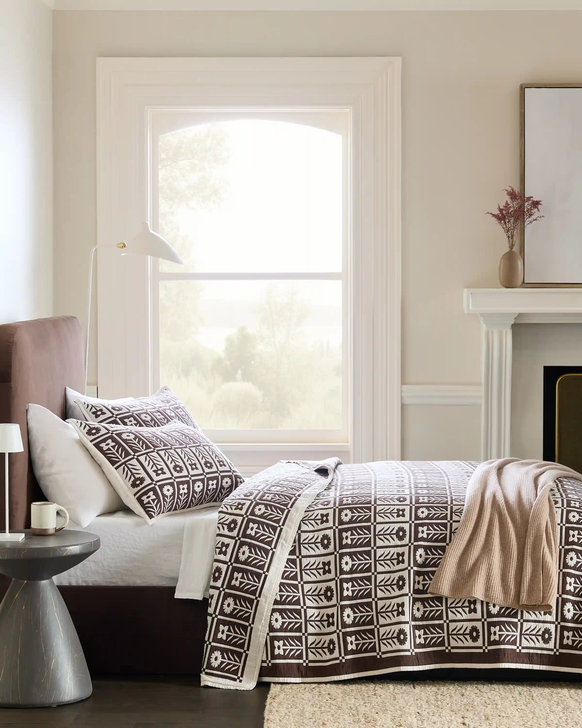 Organic Cotton Jacquard Floral Coverlet
