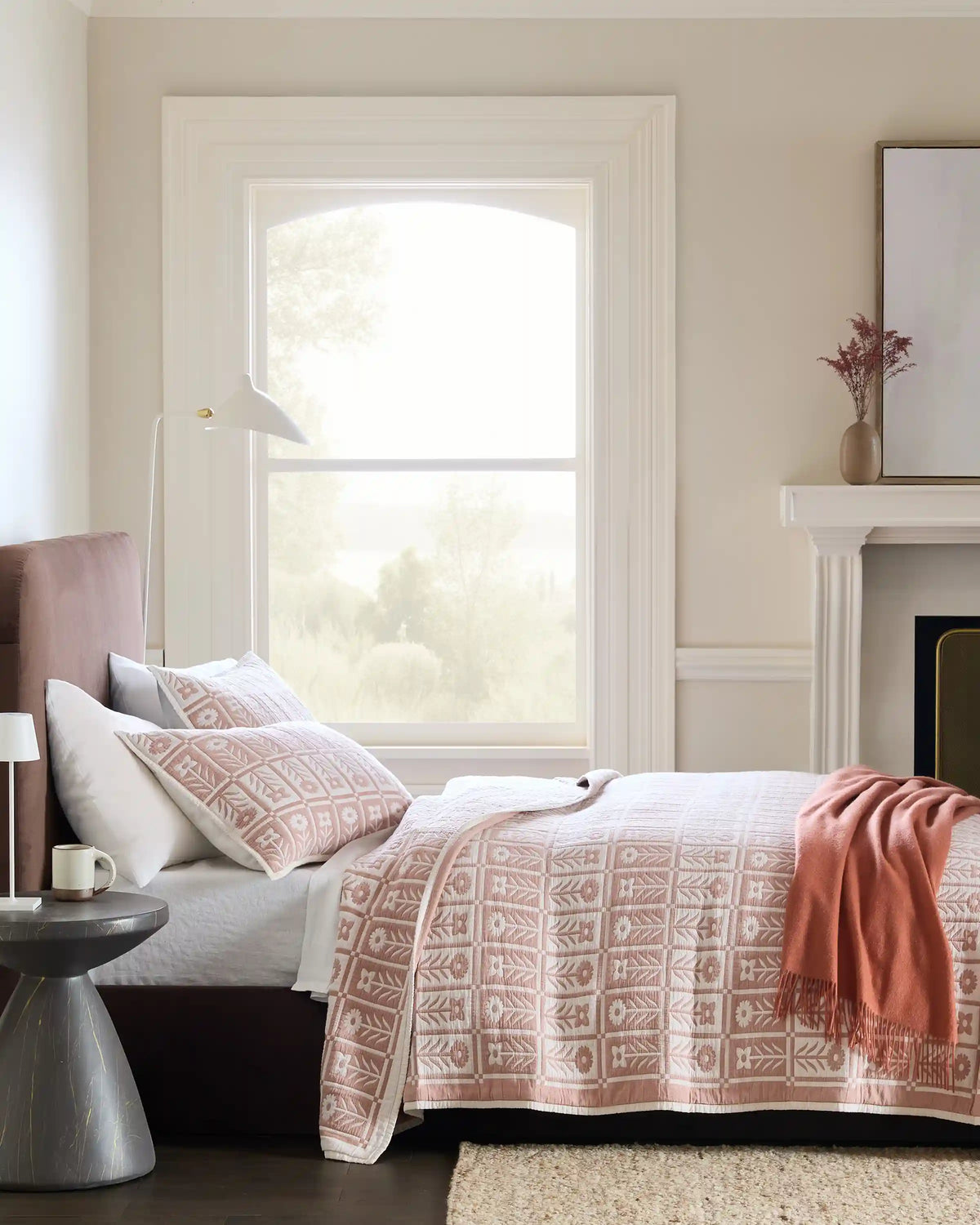 Organic Cotton Jacquard Floral Coverlet Set