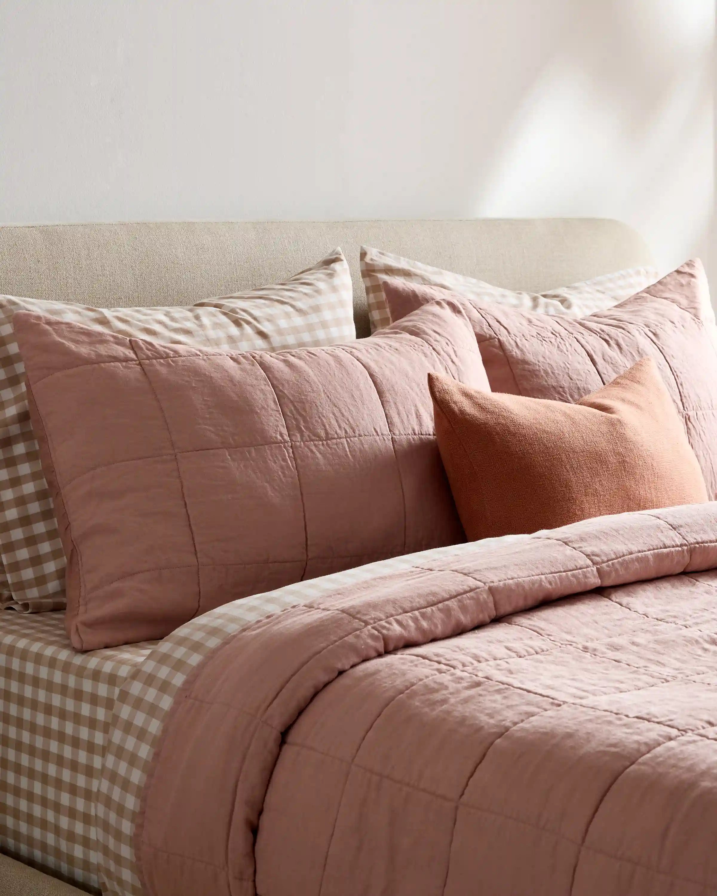 Lightweight European Linen Box Quilted Sham Set