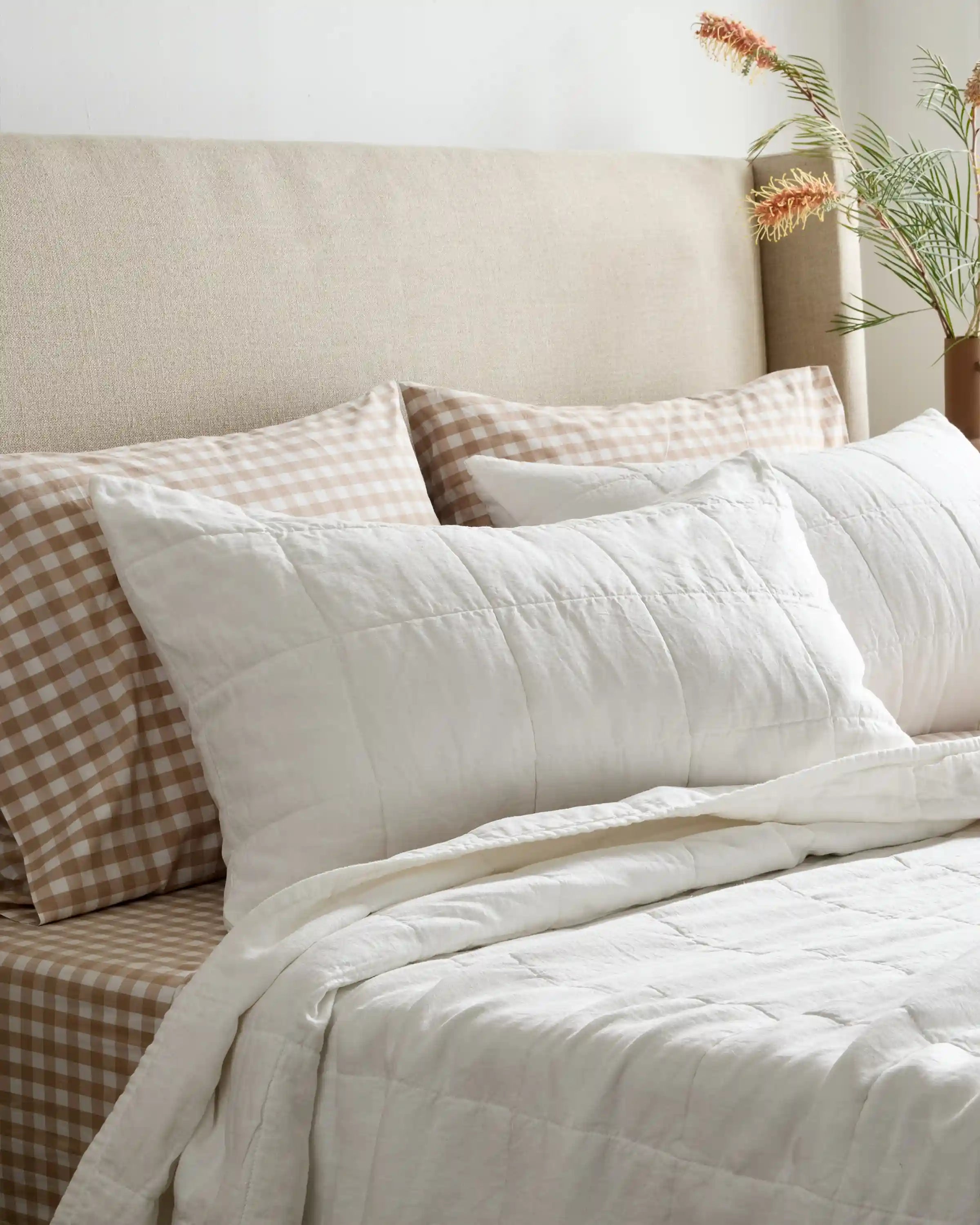 Lightweight European Linen Box Quilted Sham Set