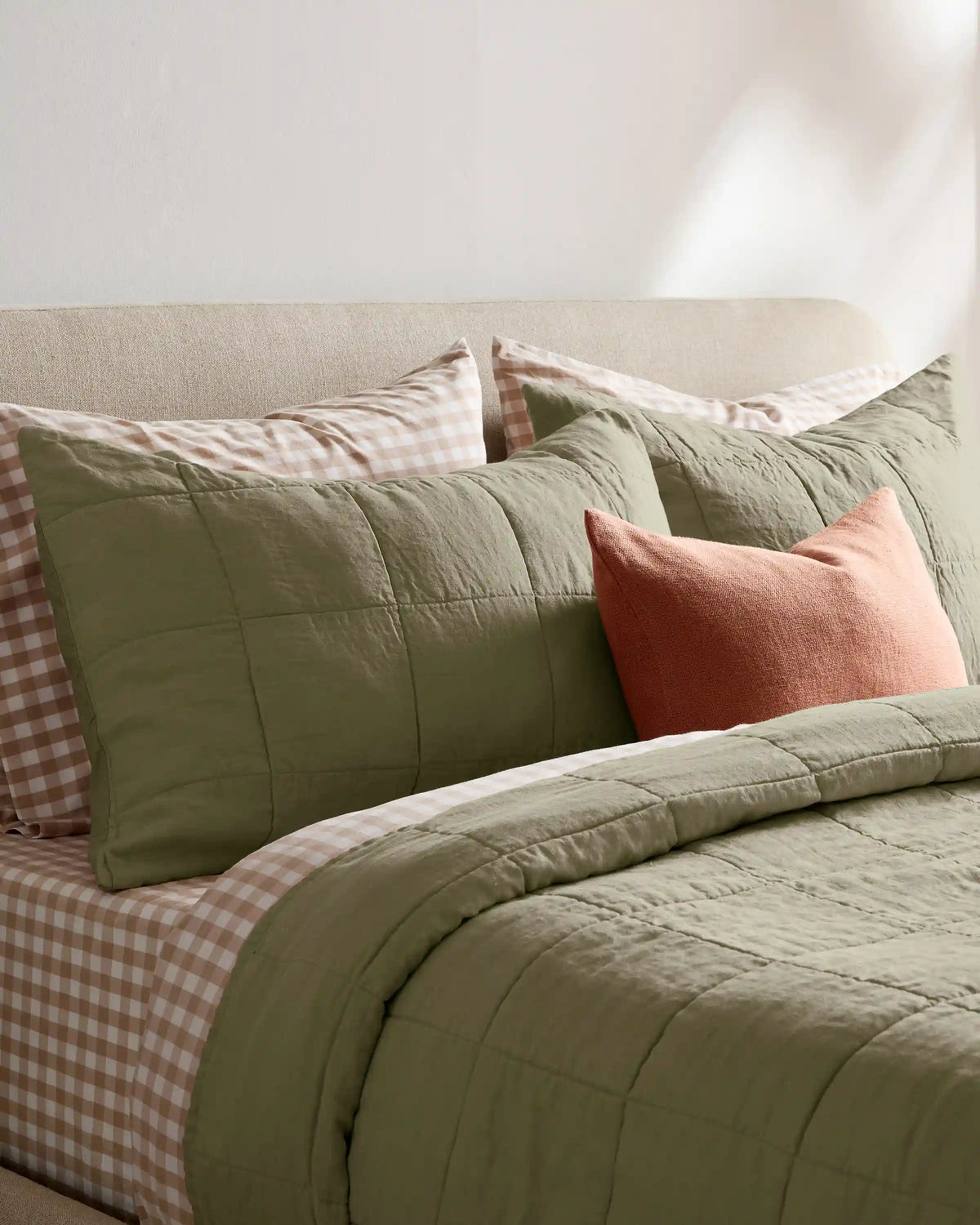 Lightweight European Linen Box Quilted Sham Set