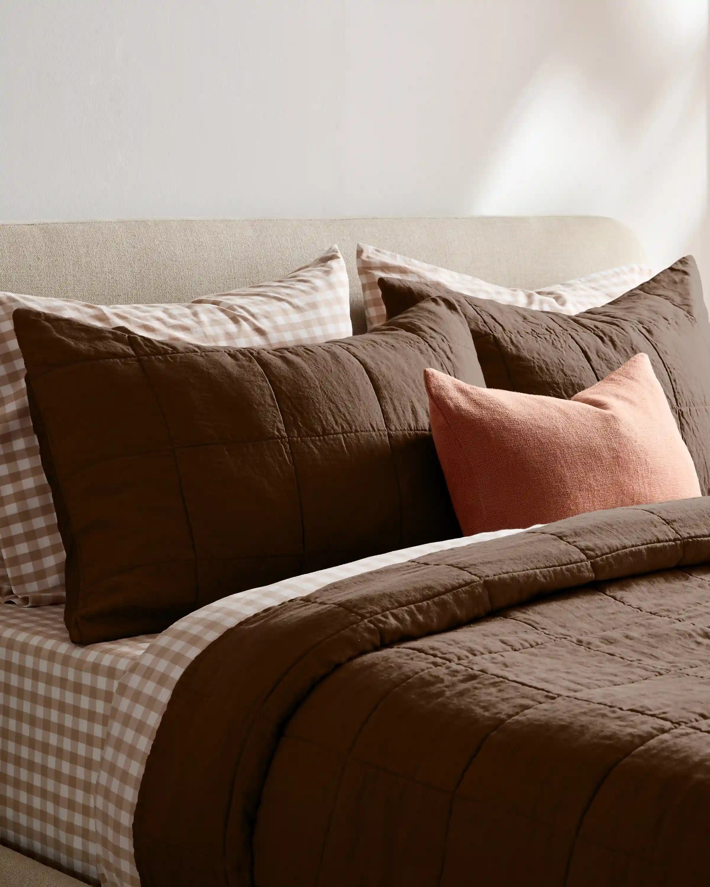 Lightweight European Linen Box Quilted Sham Set