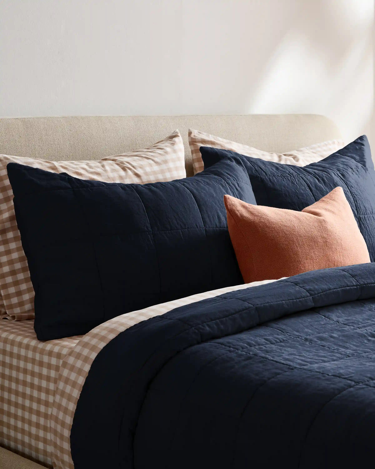 Lightweight European Linen Box Quilted Sham Set