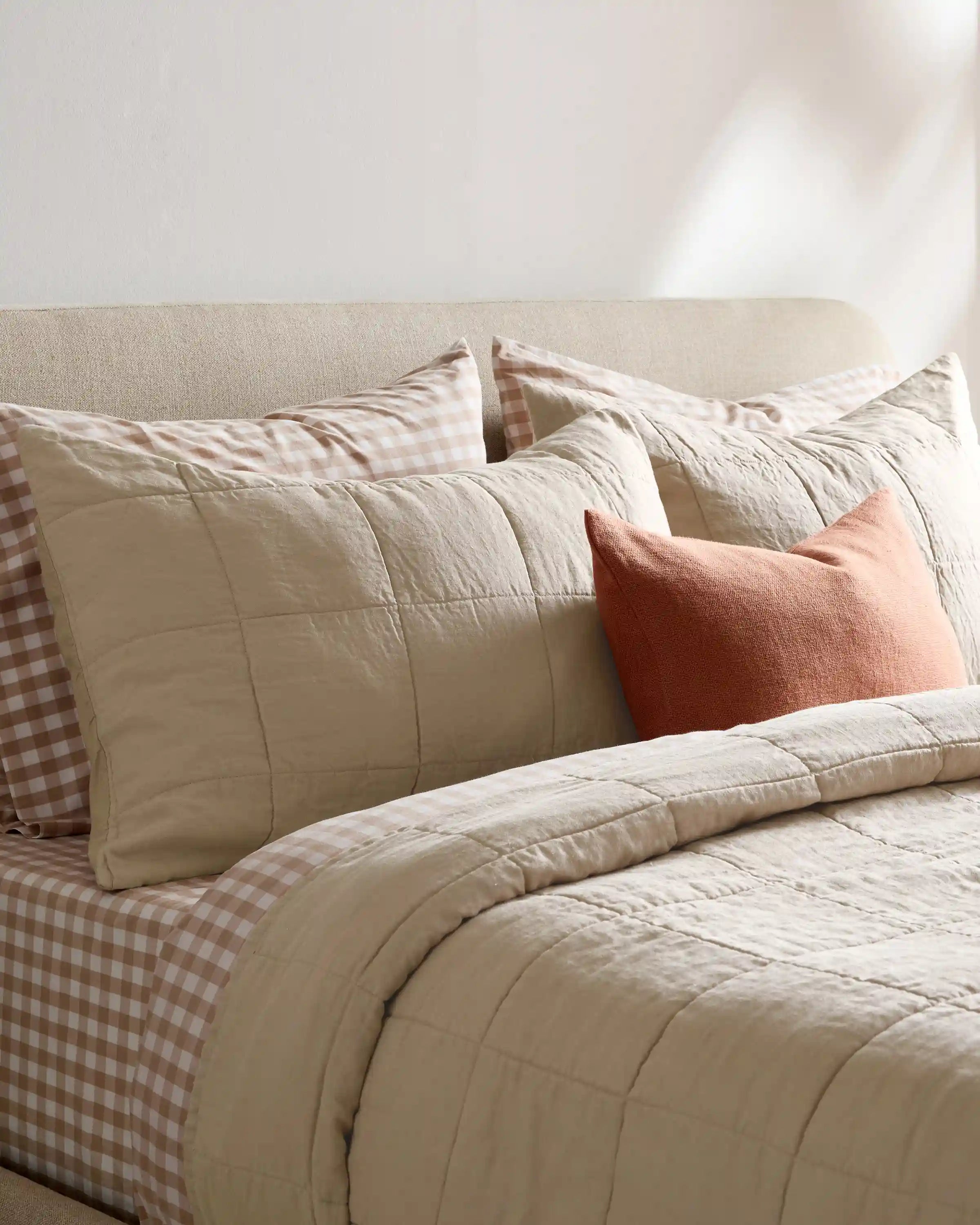 Lightweight European Linen Box Quilted Sham Set