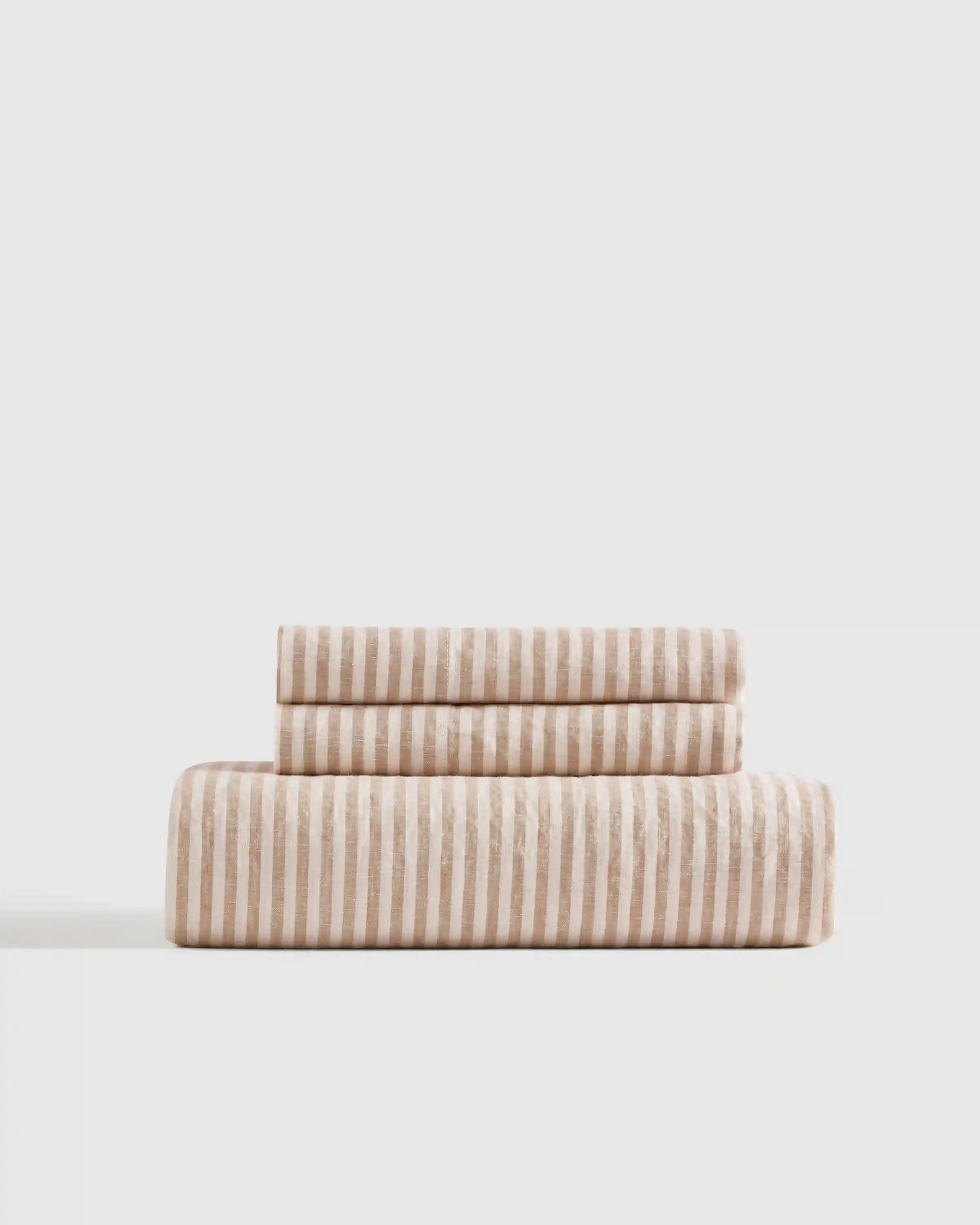 European Linen Stripe Fitted Sheet Set