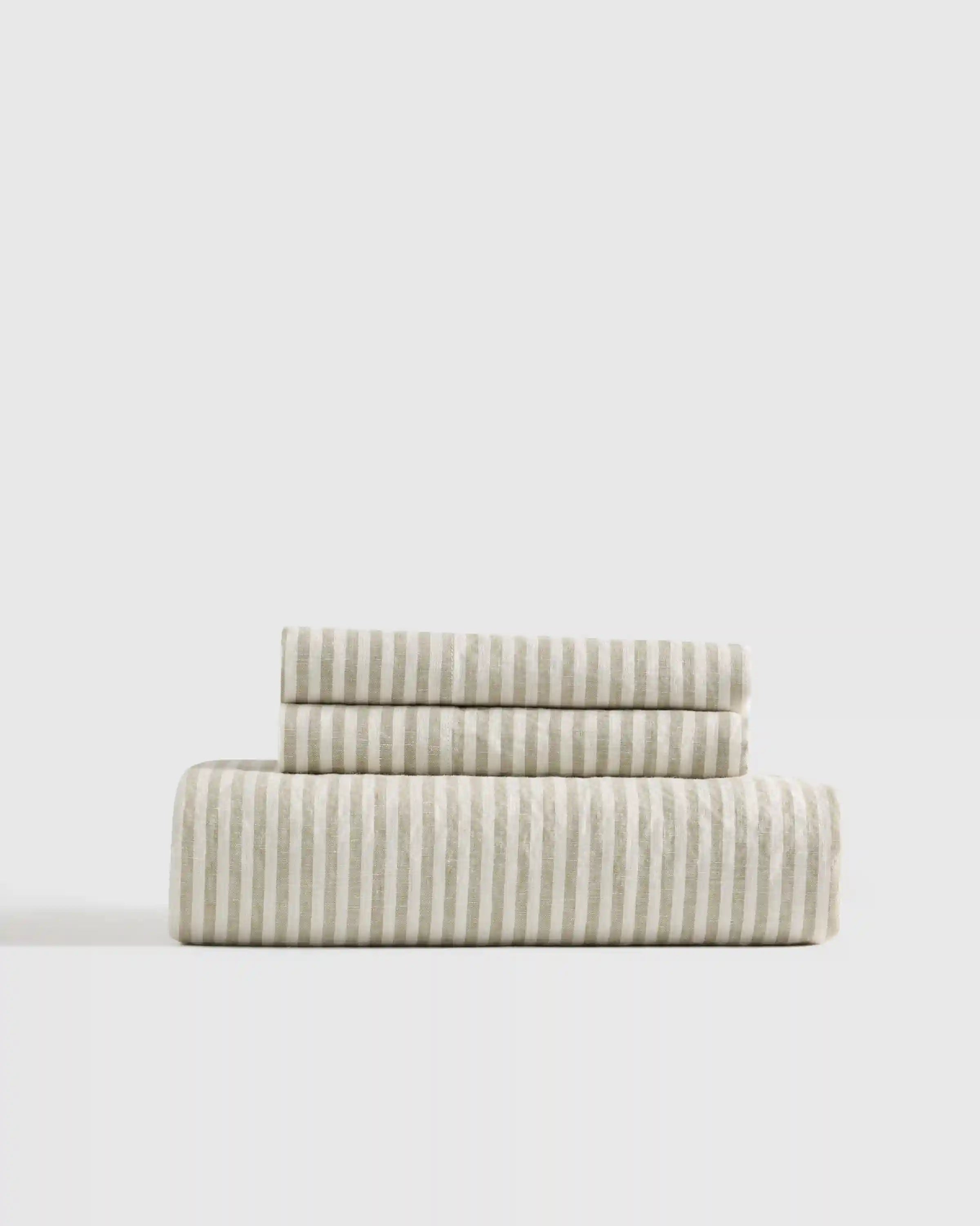 European Linen Stripe Fitted Sheet Set