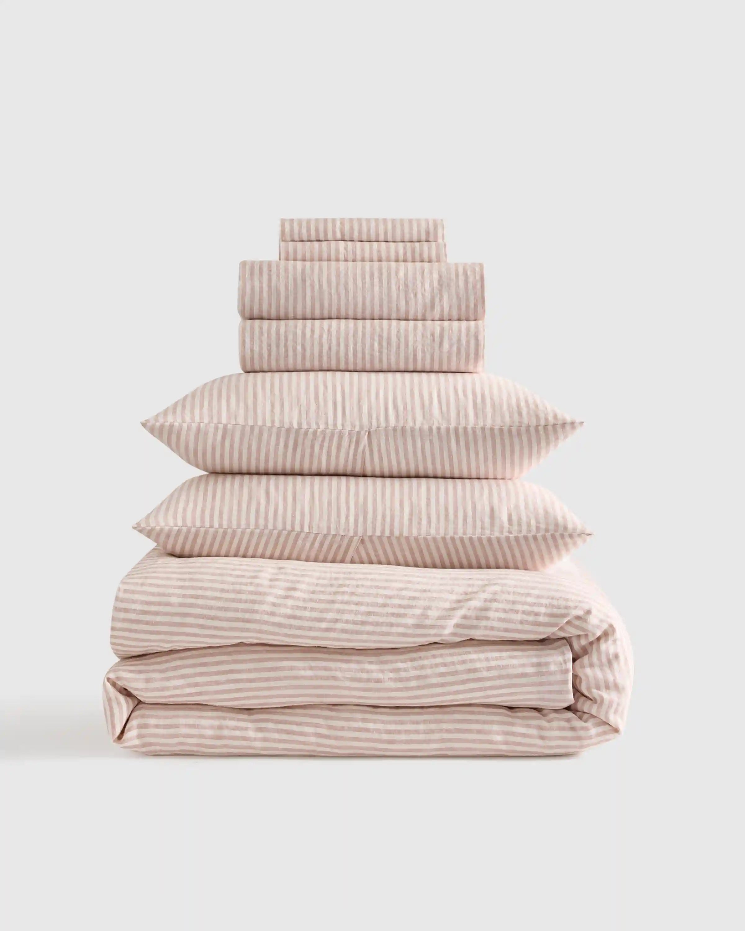 European Linen Stripe Deluxe Bedding Bundle