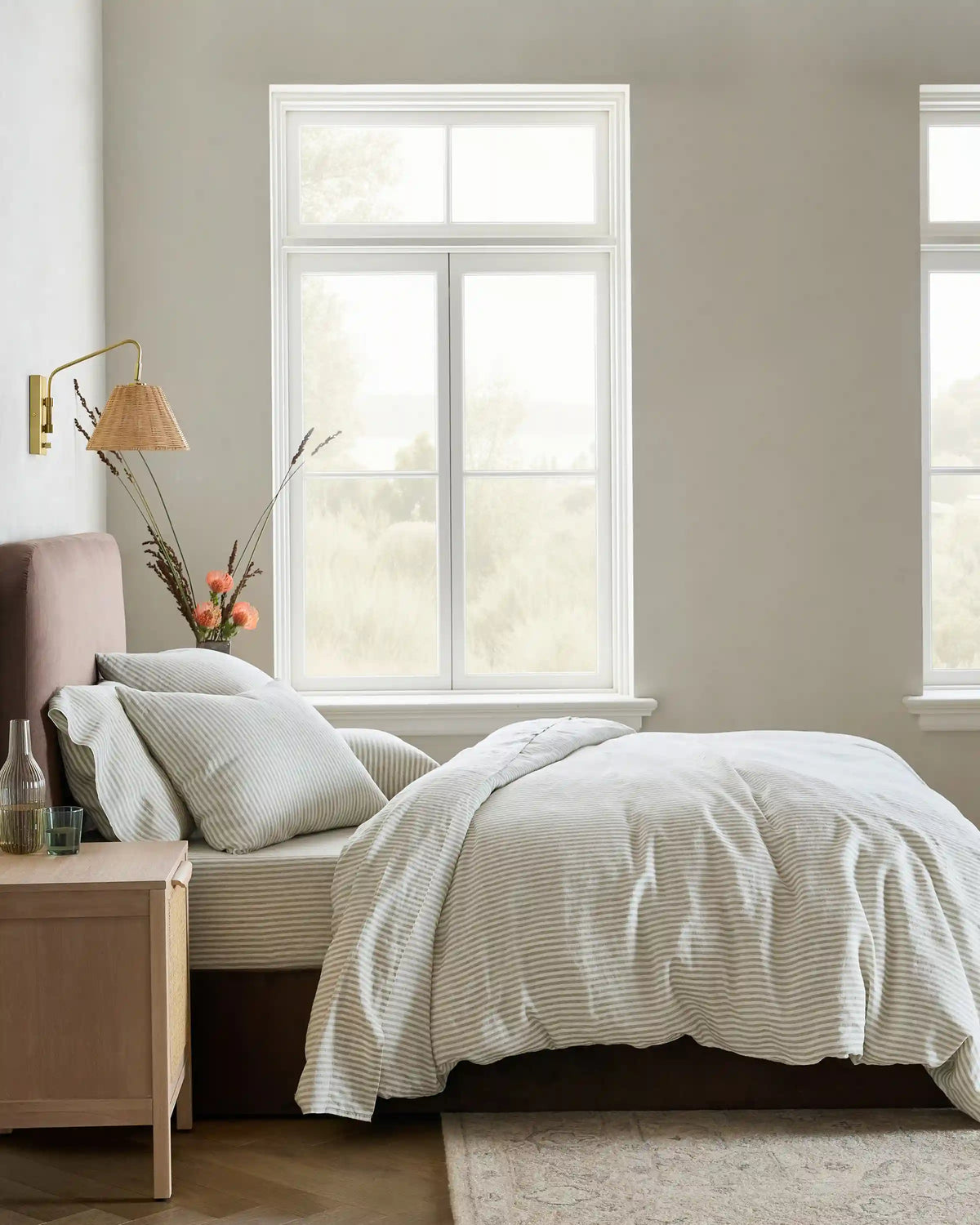 European Linen Stripe Duvet Cover Set
