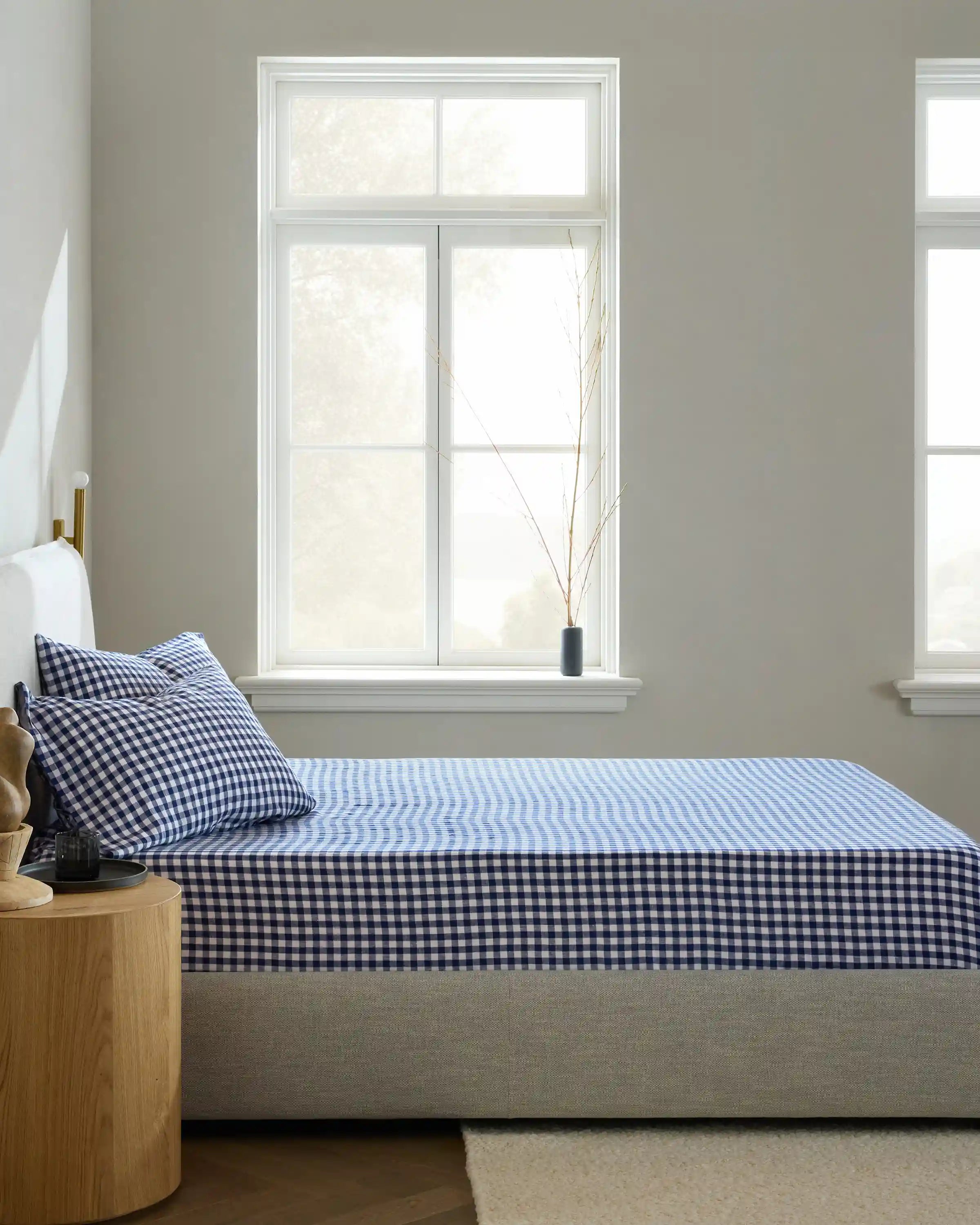 European Linen Gingham Fitted Sheet Set