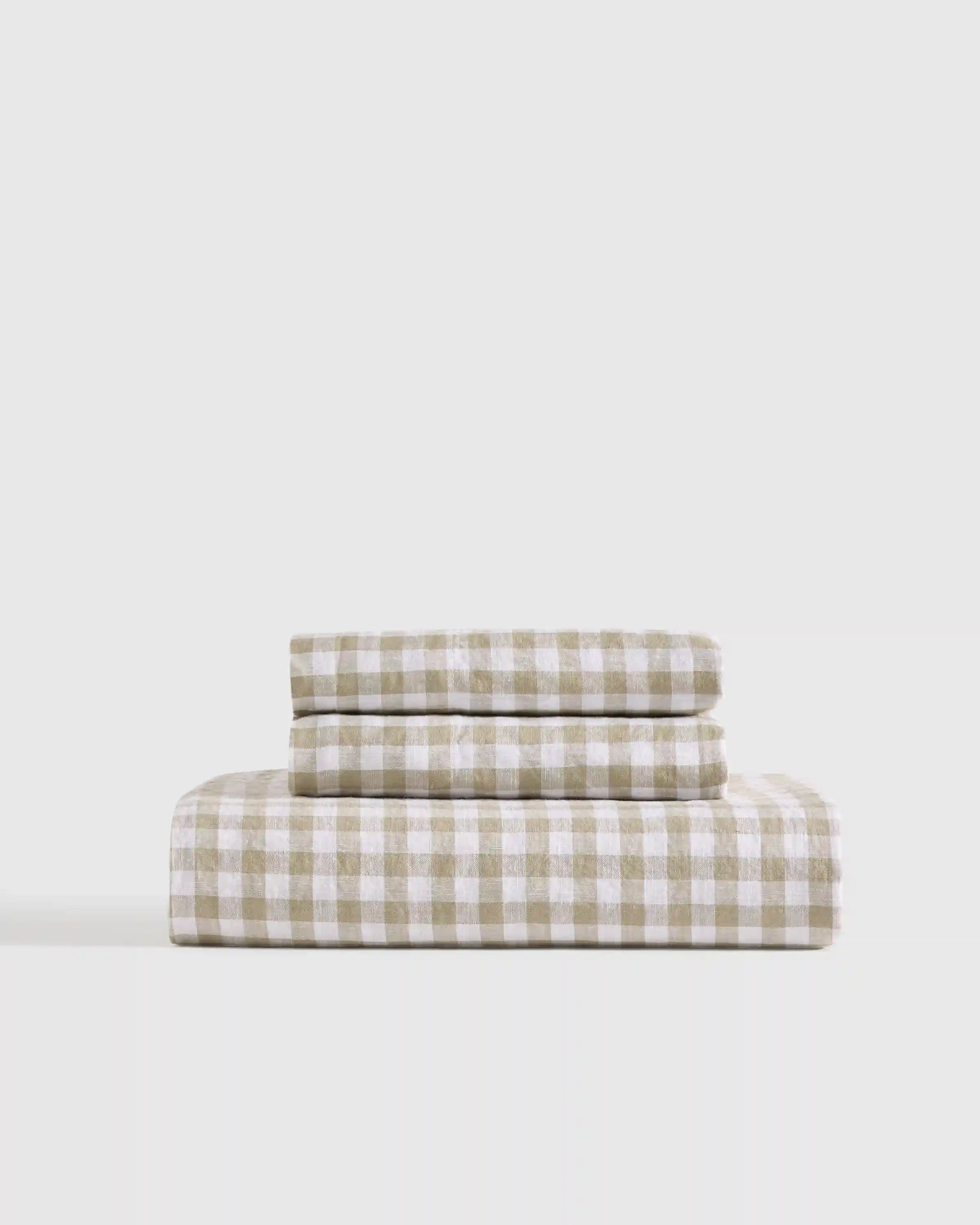 European Linen Gingham Fitted Sheet Set