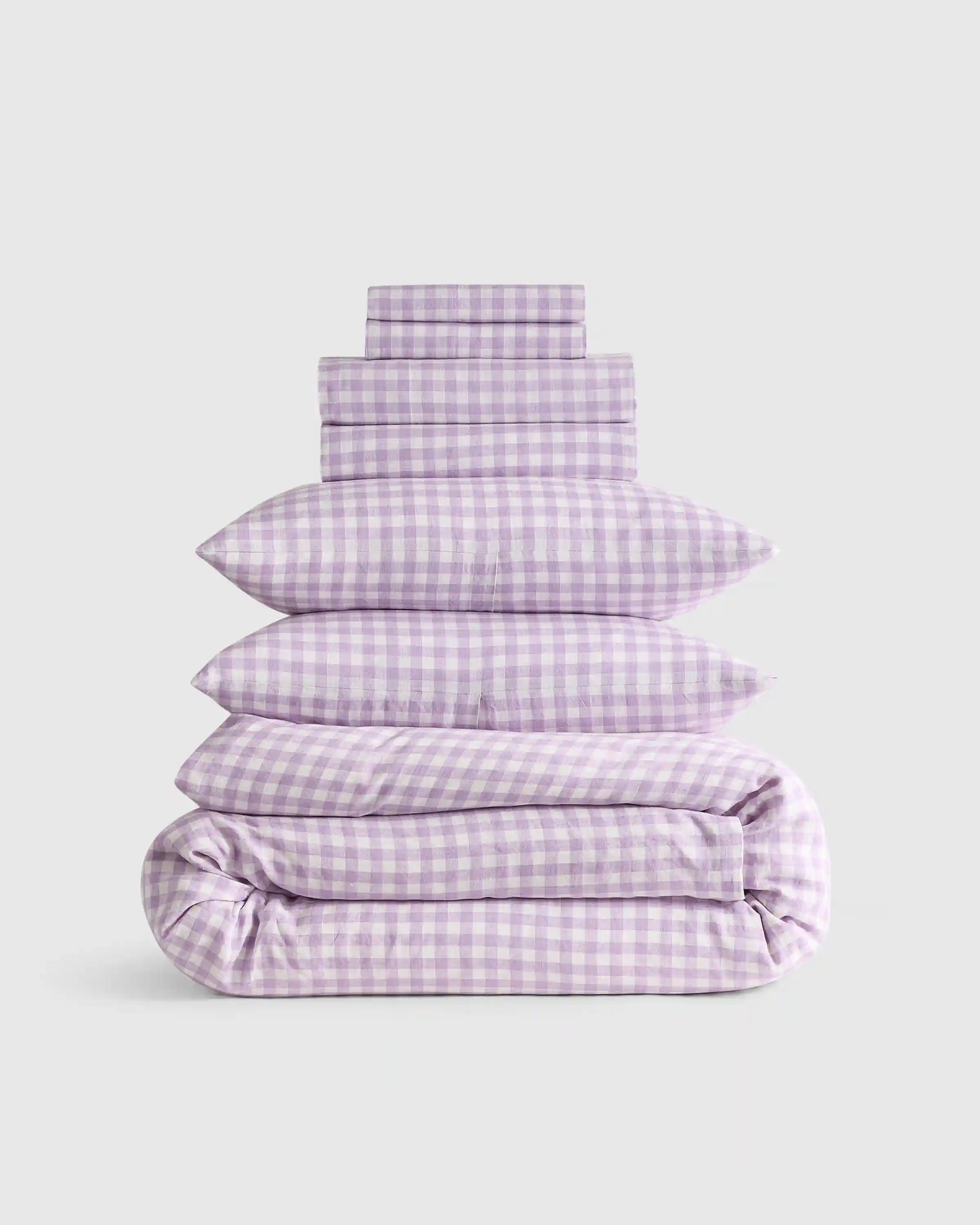 European Linen Gingham Deluxe Bedding Bundle