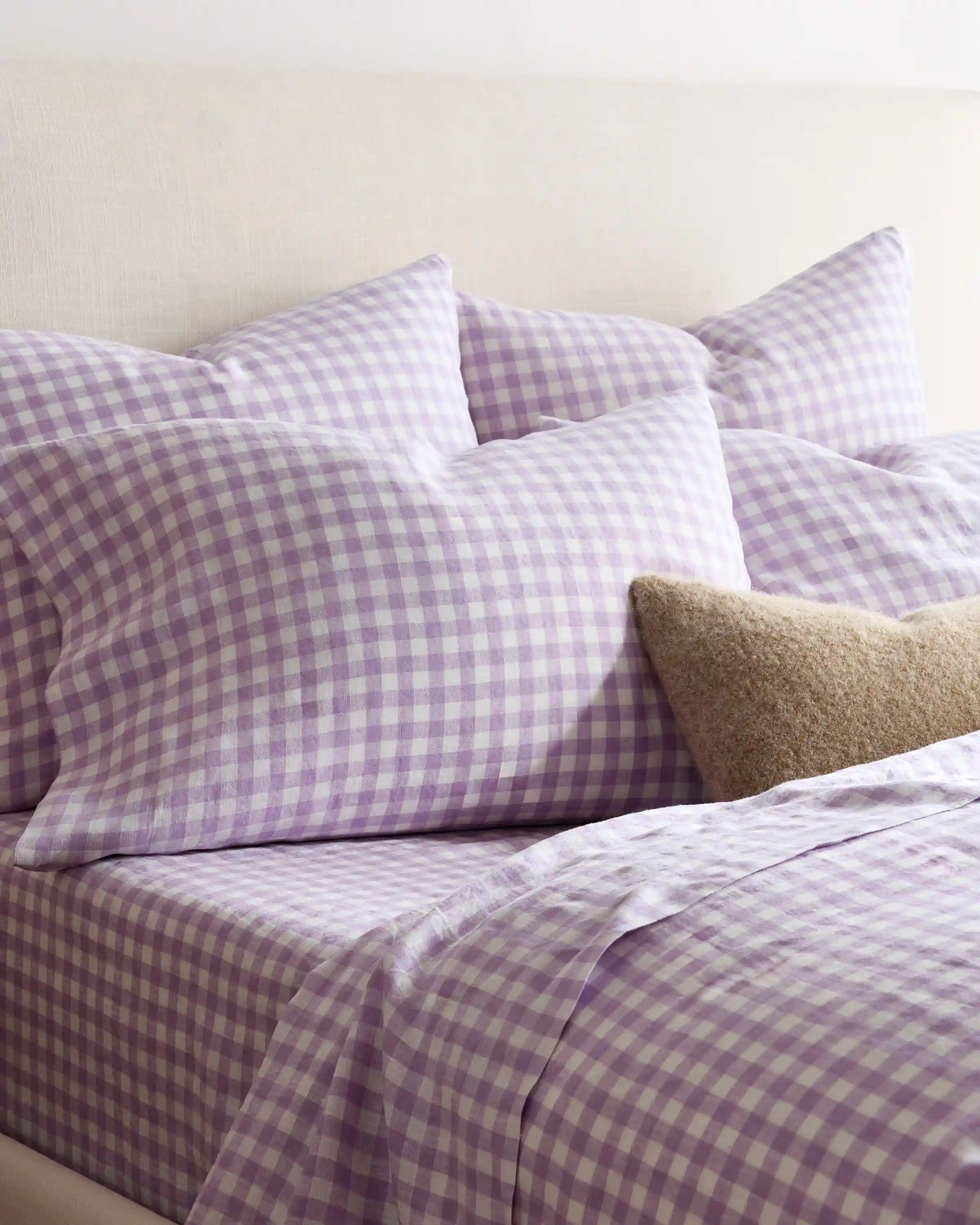 European Linen Gingham Pillowcase Set