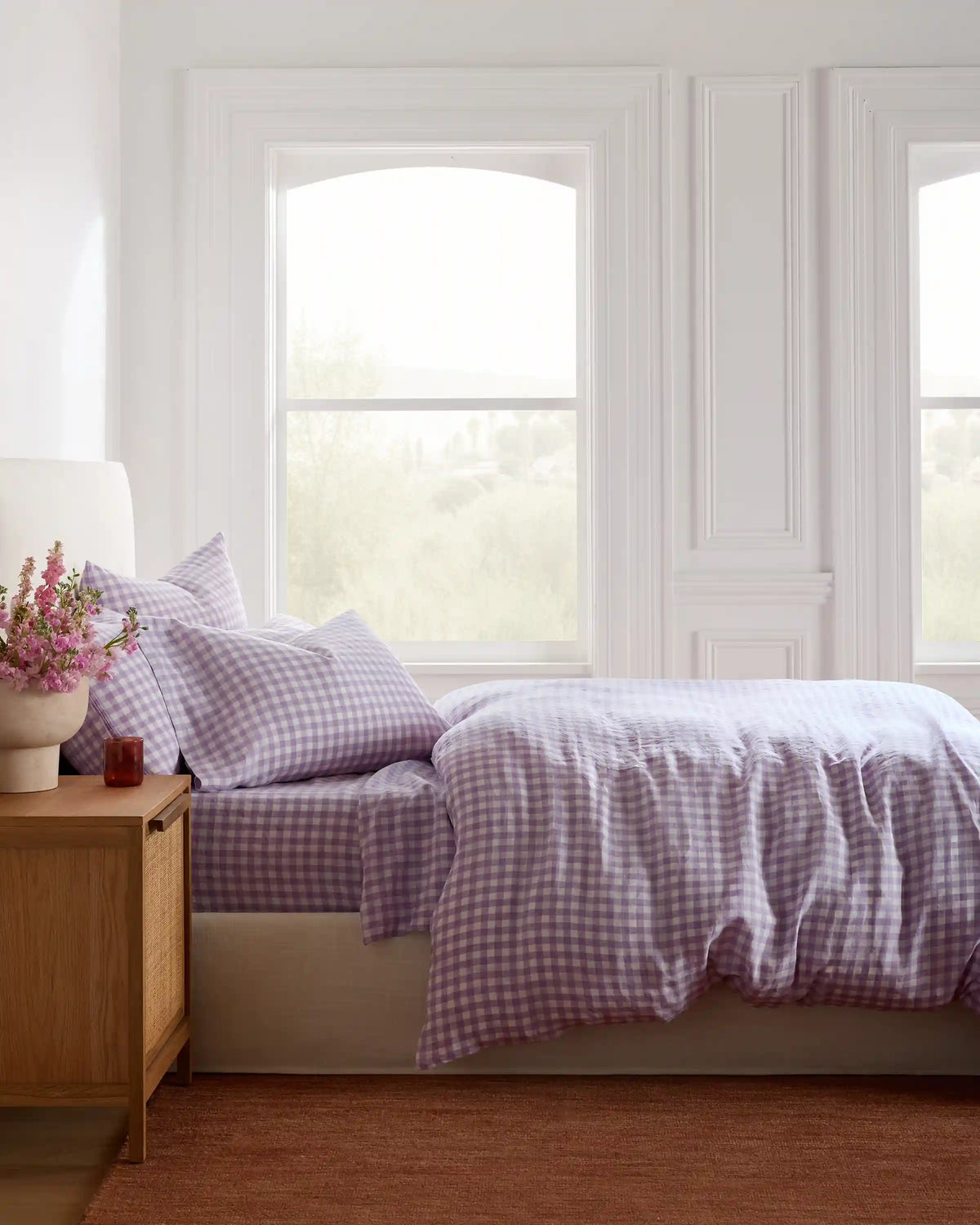 European Linen Gingham Duvet Cover Set