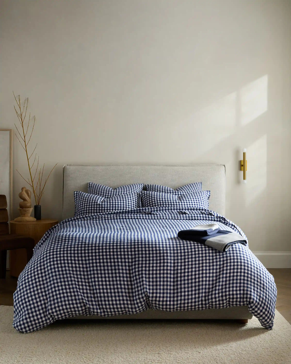 European Linen Gingham Deluxe Bedding Bundle