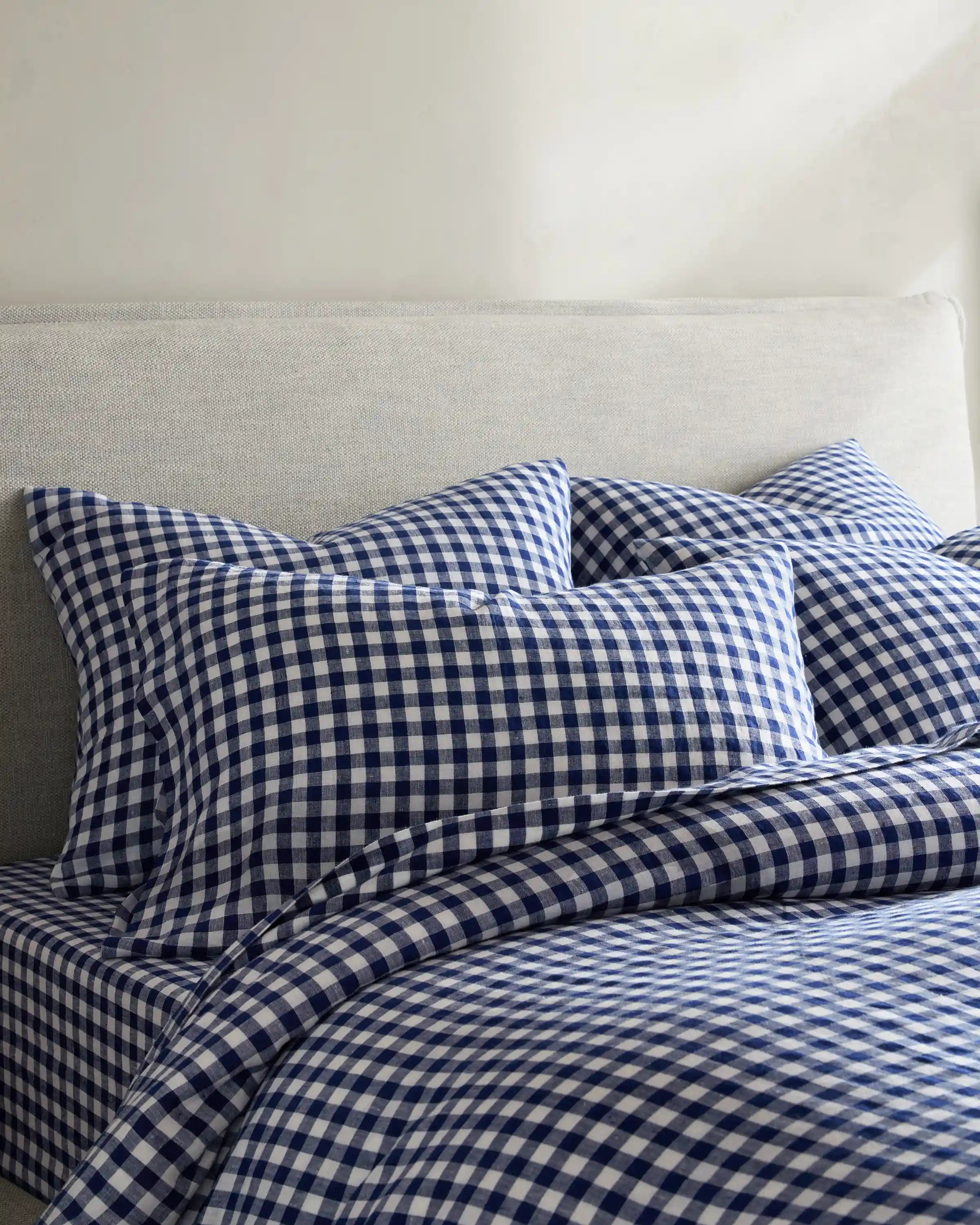 European Linen Gingham Duvet Cover Set