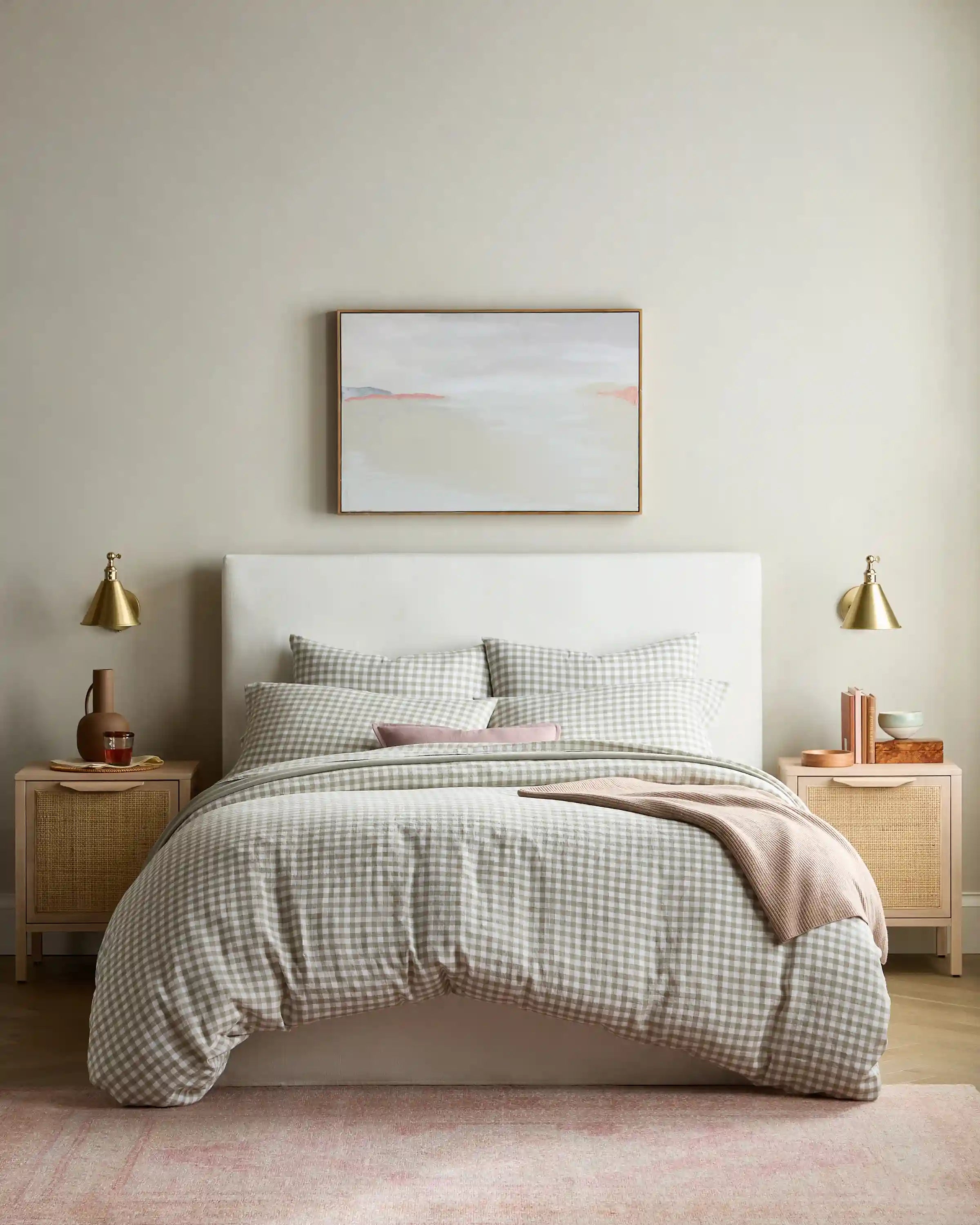 European Linen Gingham Sham Set