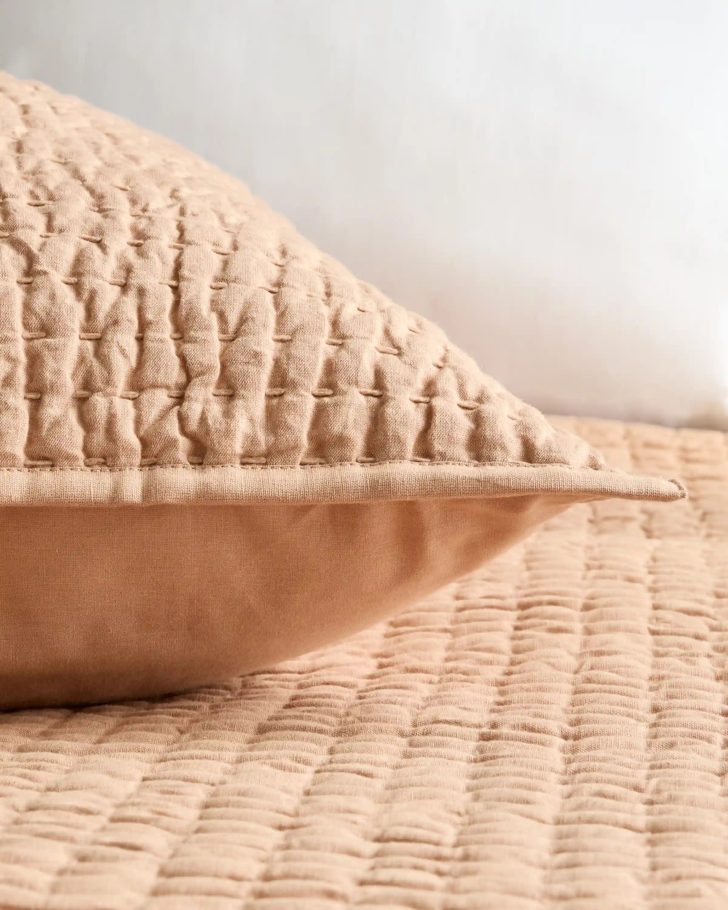 European Linen Cotton Stitch Quilted Euro Sham