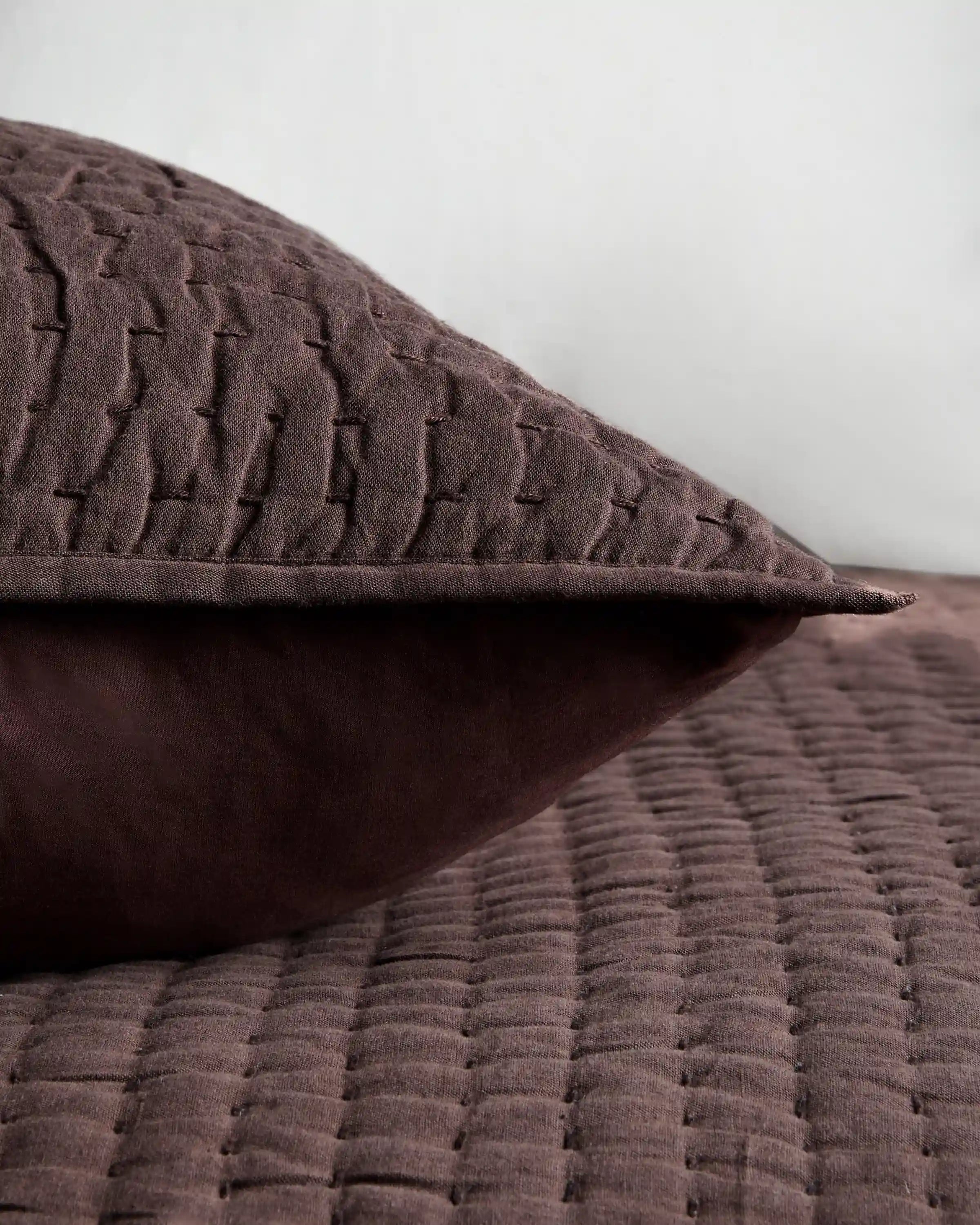 European Linen Cotton Stitch Quilted Euro Sham