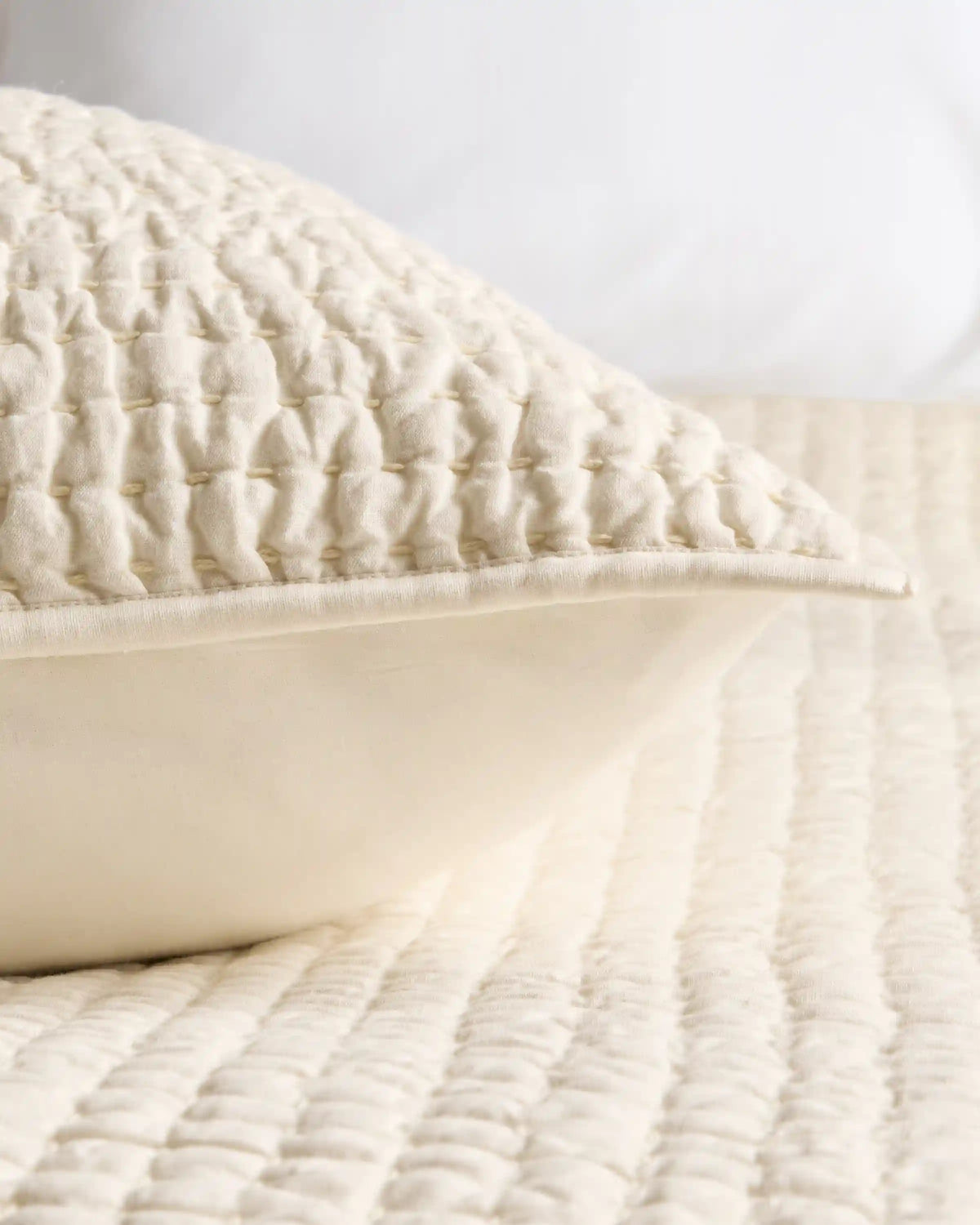 European Linen Cotton Stitch Quilted Euro Sham