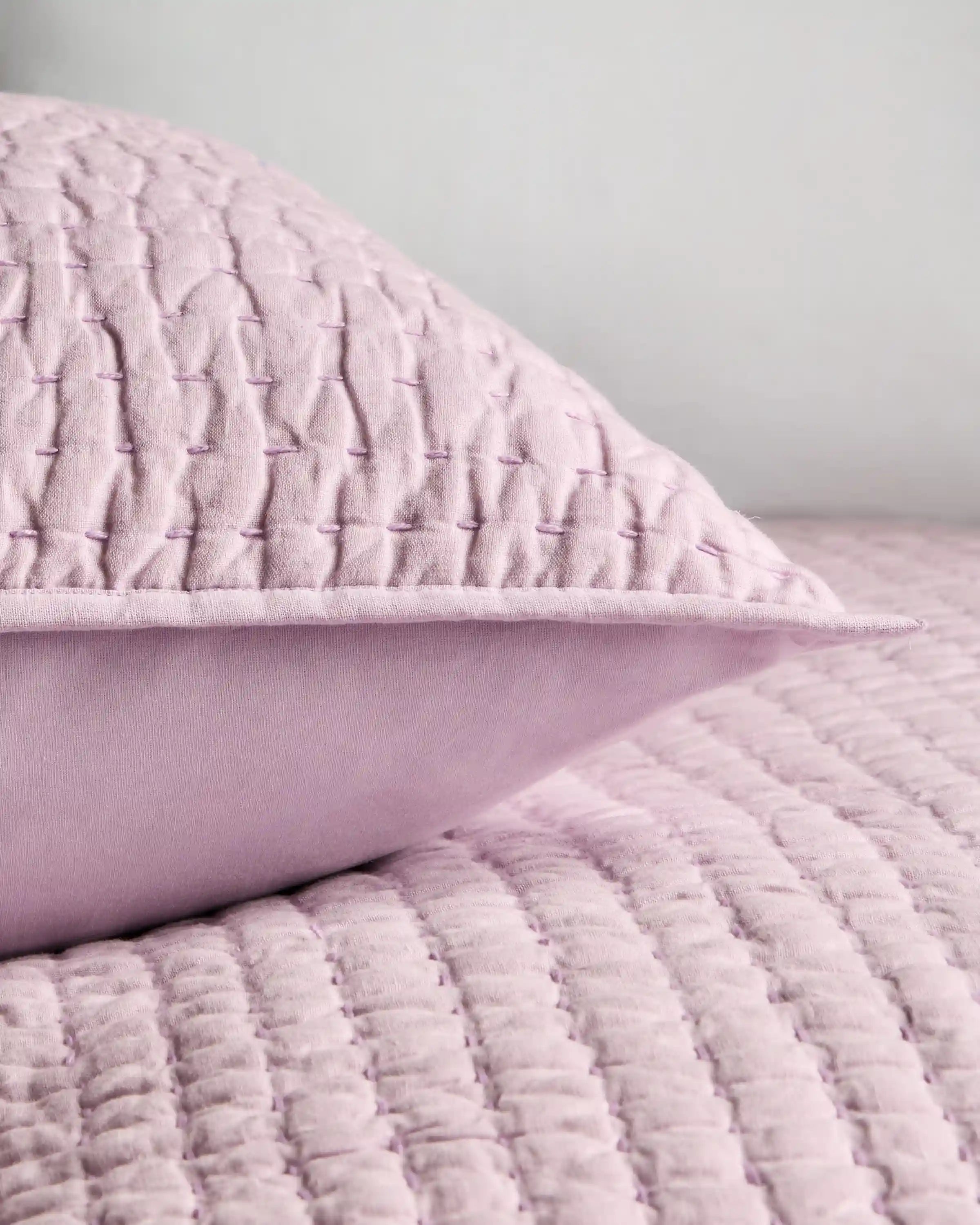 European Linen Cotton Stitch Quilted Euro Sham