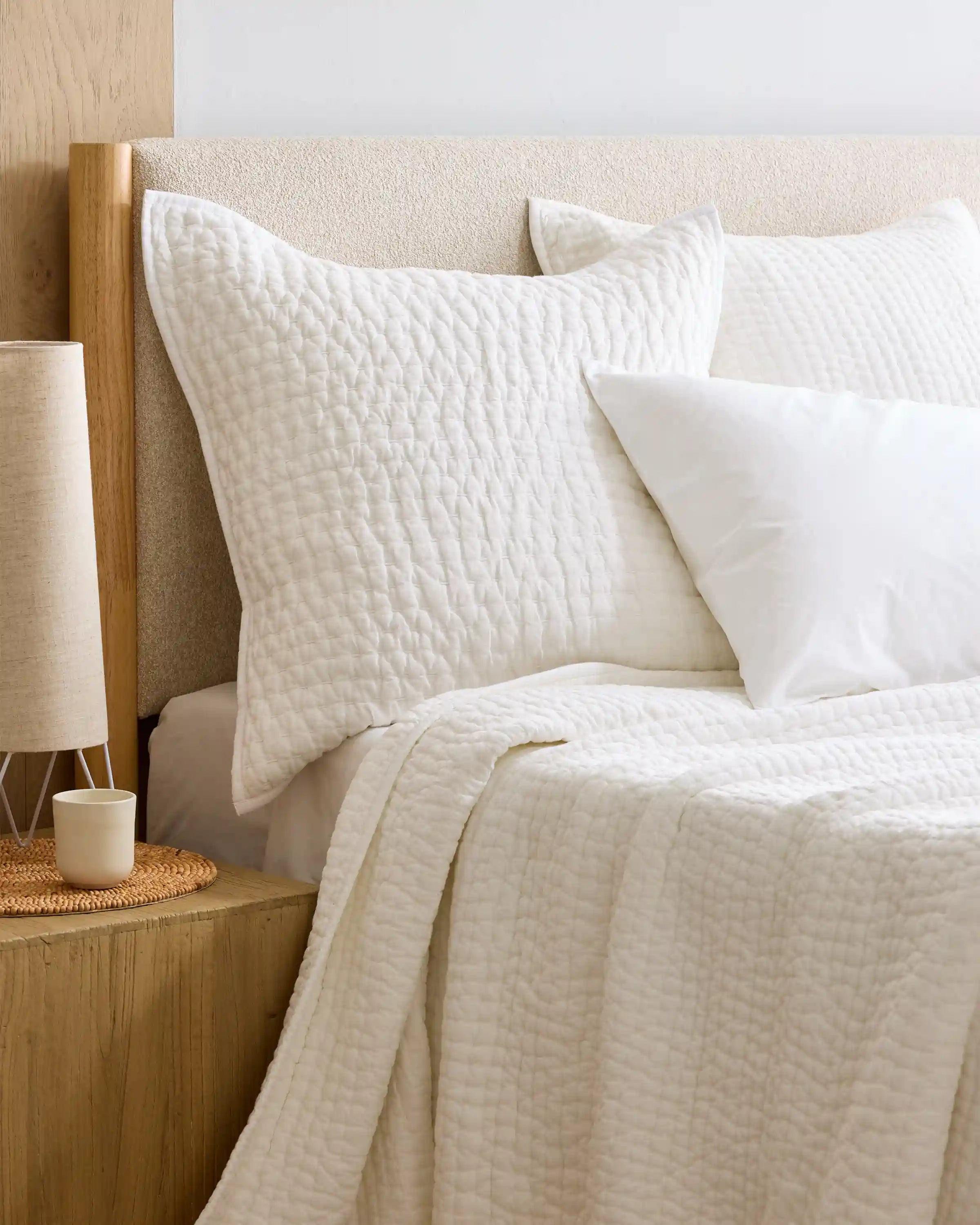 European Linen Cotton Stitch Quilted Euro Sham