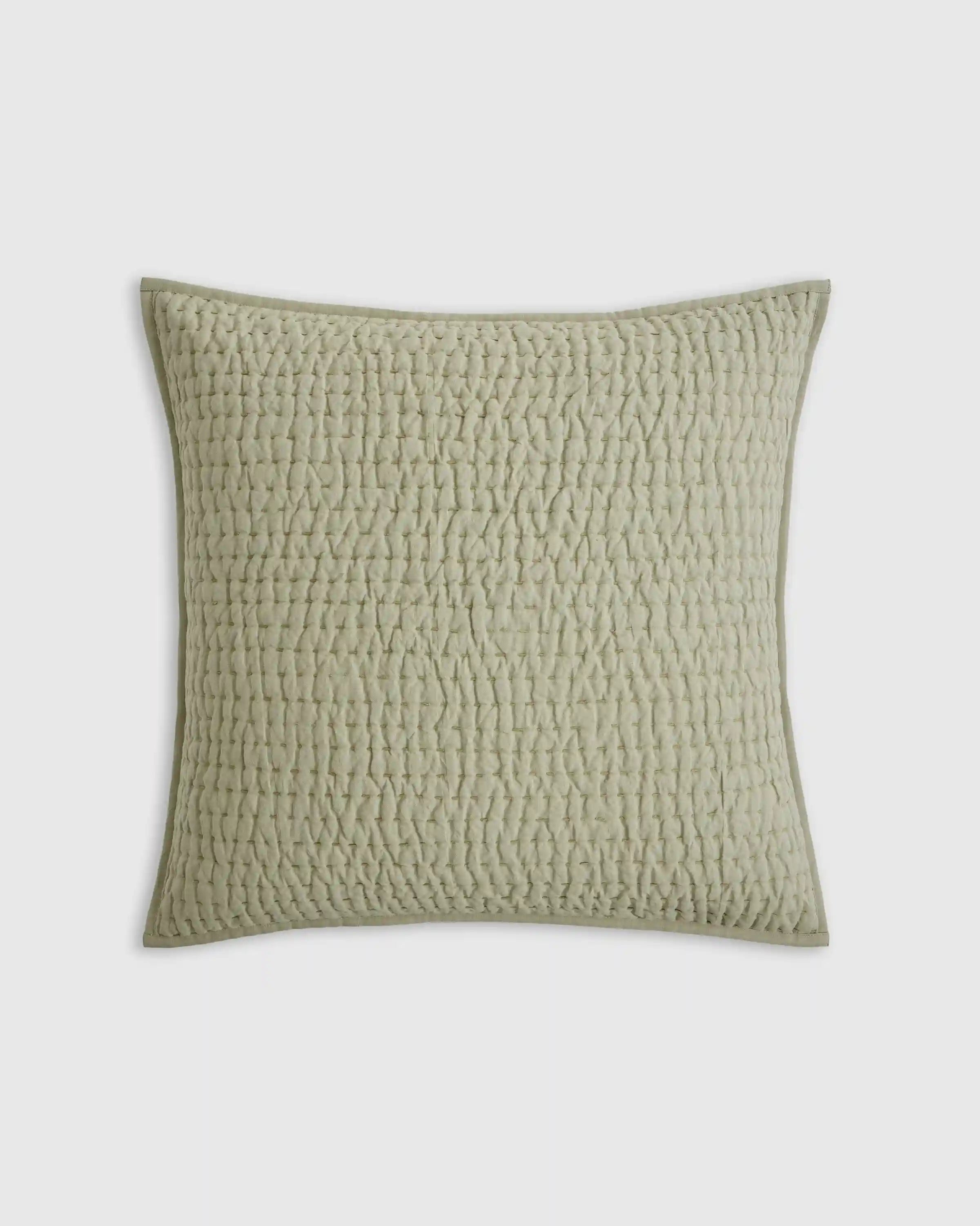 European Linen Cotton Stitch Quilted Euro Sham