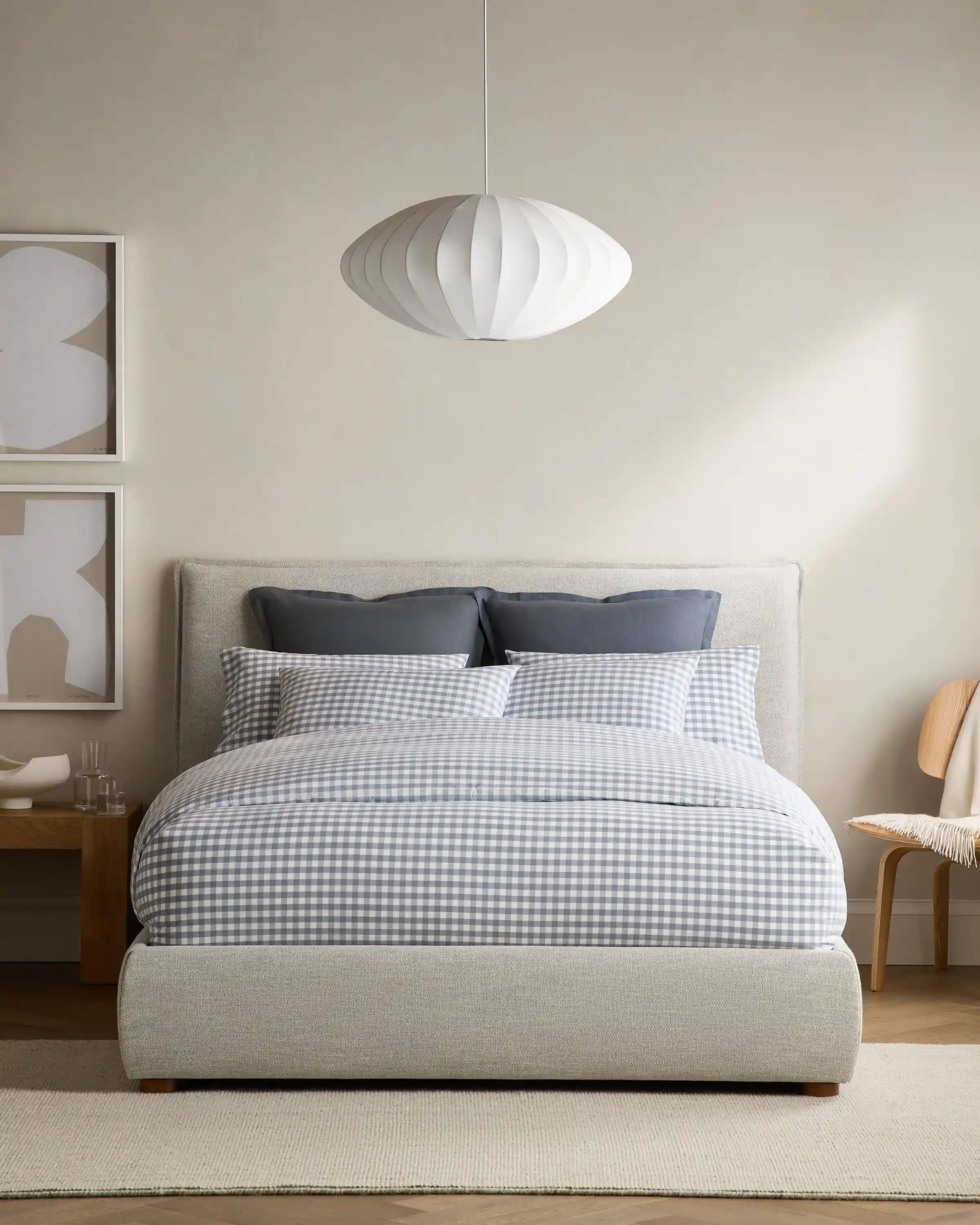 Organic Crisp Percale Gingham Duvet Cover Set