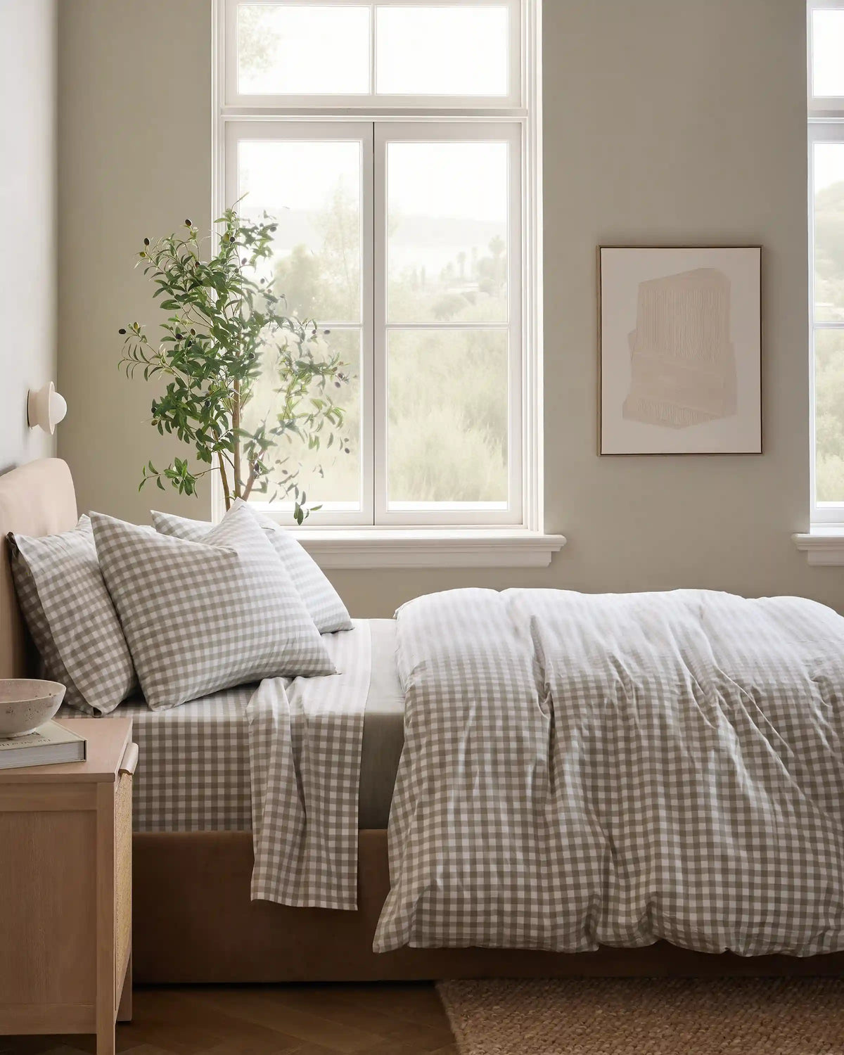 Organic Crisp Percale Gingham Duvet Cover