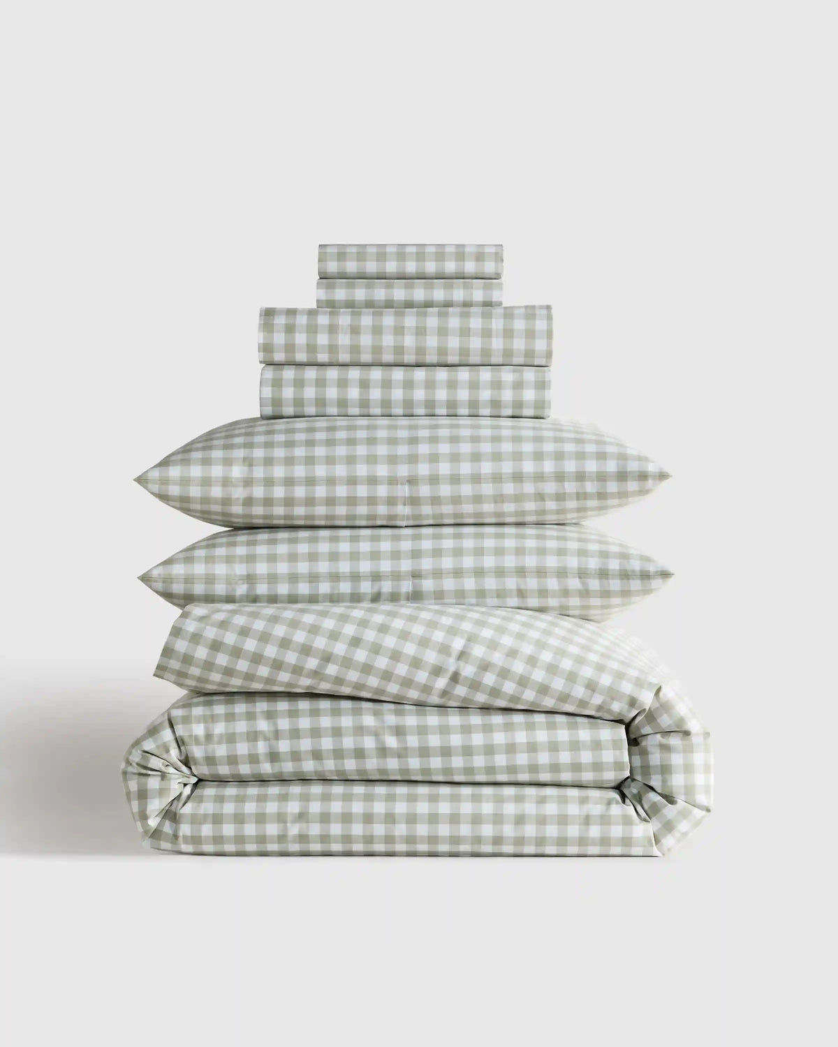 Organic Crisp Percale Gingham Deluxe Bedding Bundle