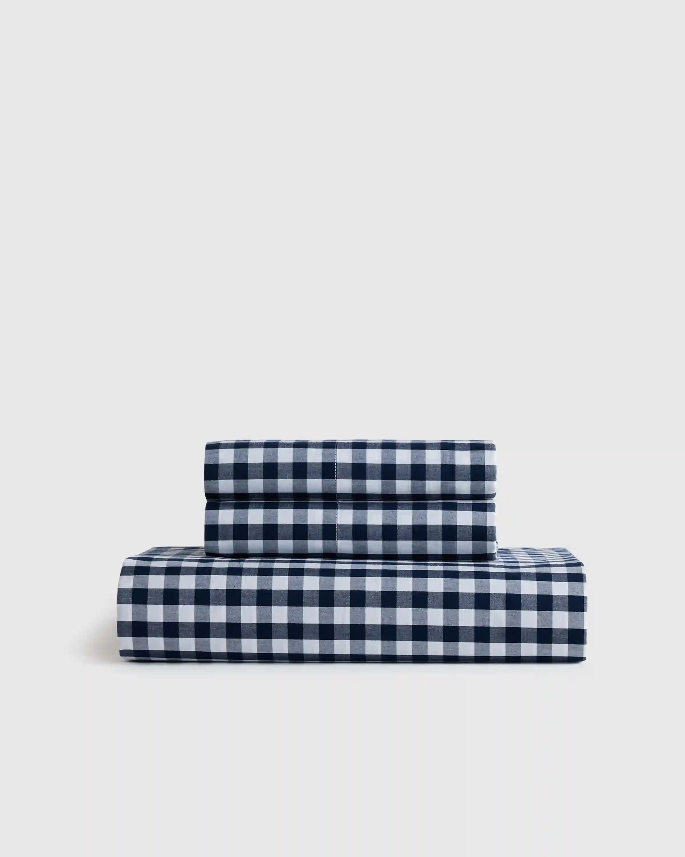 Organic Crisp Percale Gingham Fitted Sheet Set