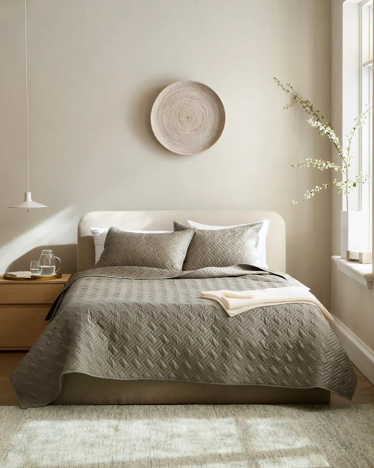 Organic Cotton Basketweave Quilted Sham Set