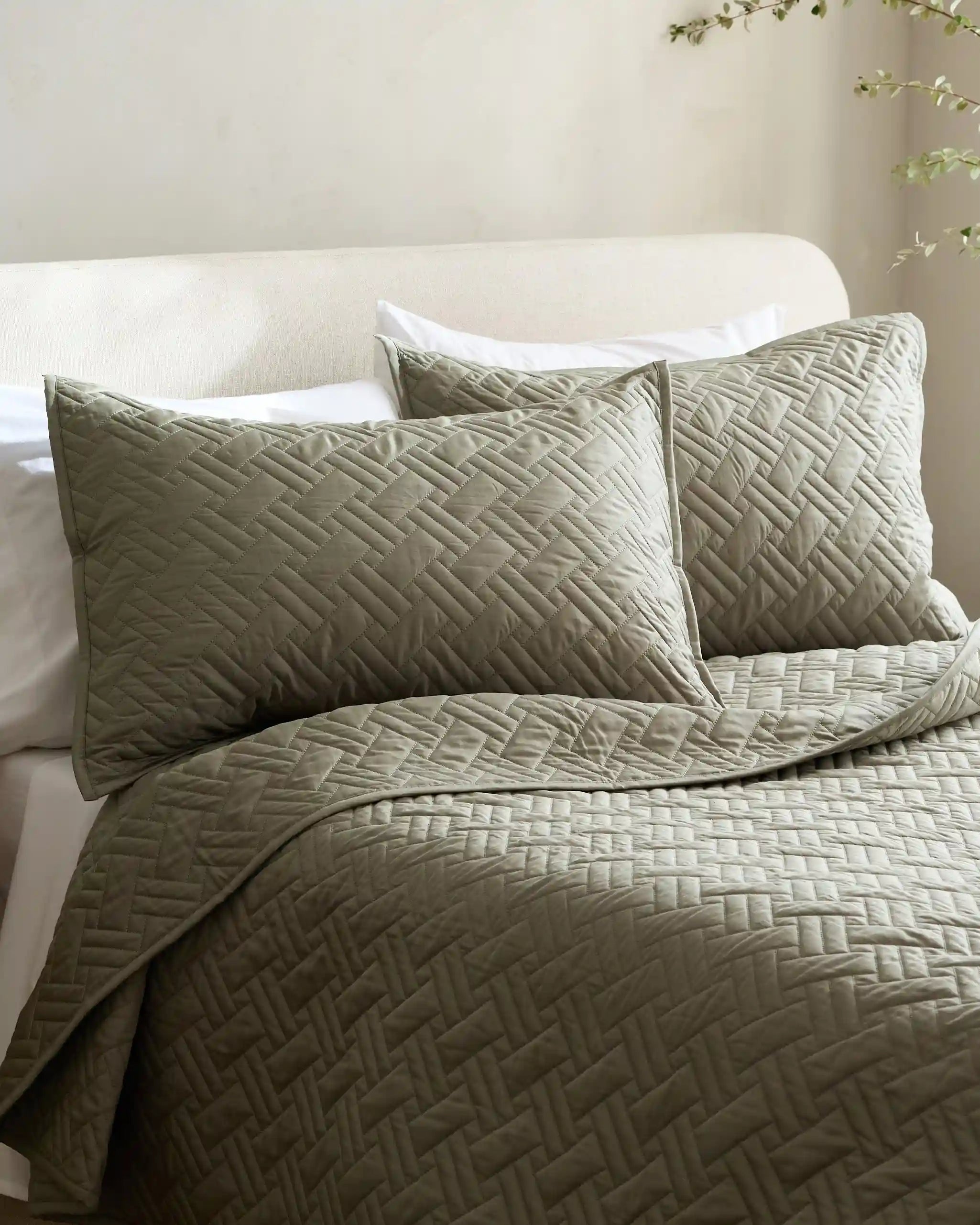 Organic Cotton Basketweave Quilt Set