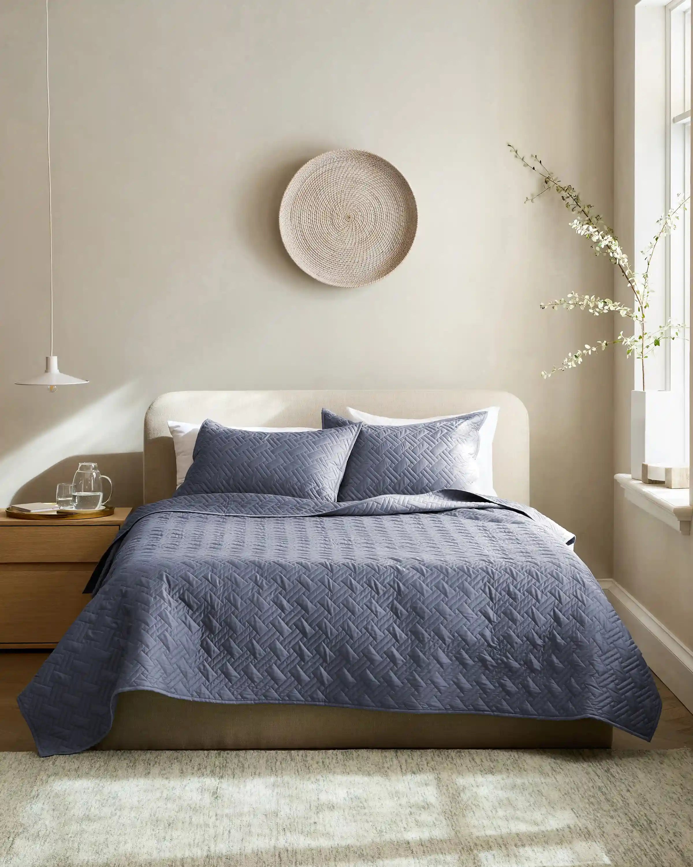 Organic Cotton Basketweave Quilted Sham Set