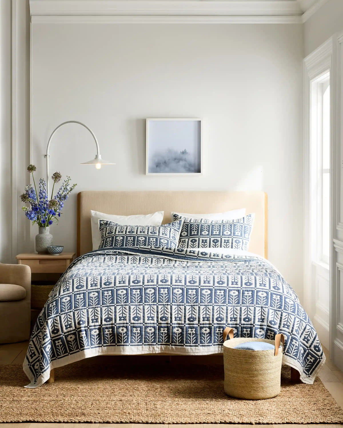 Organic Cotton Jacquard Floral Coverlet Set