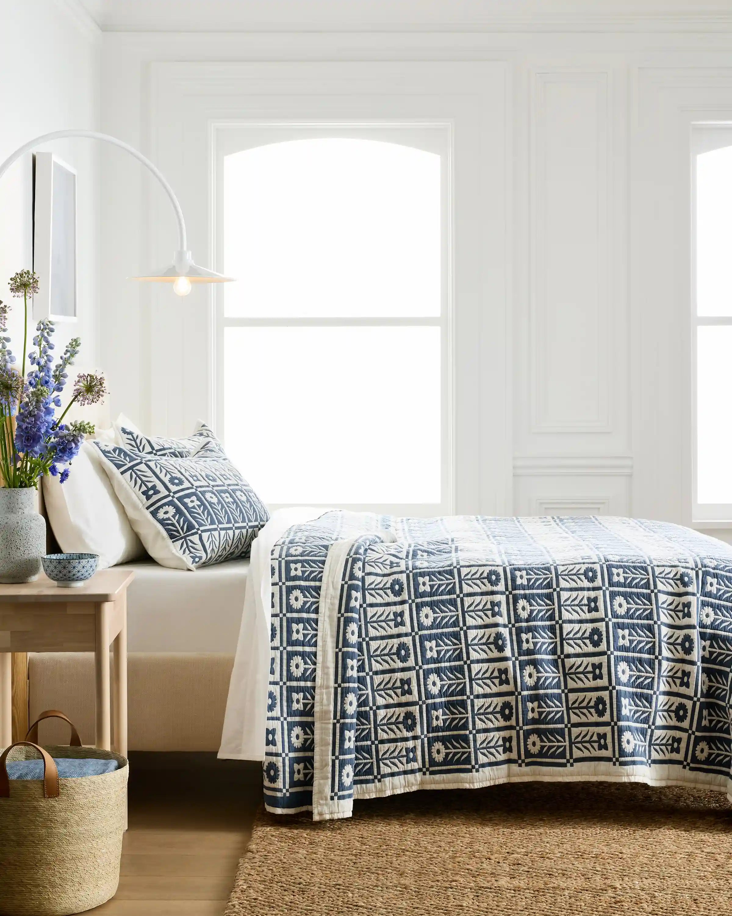 Organic Cotton Jacquard Floral Coverlet Set