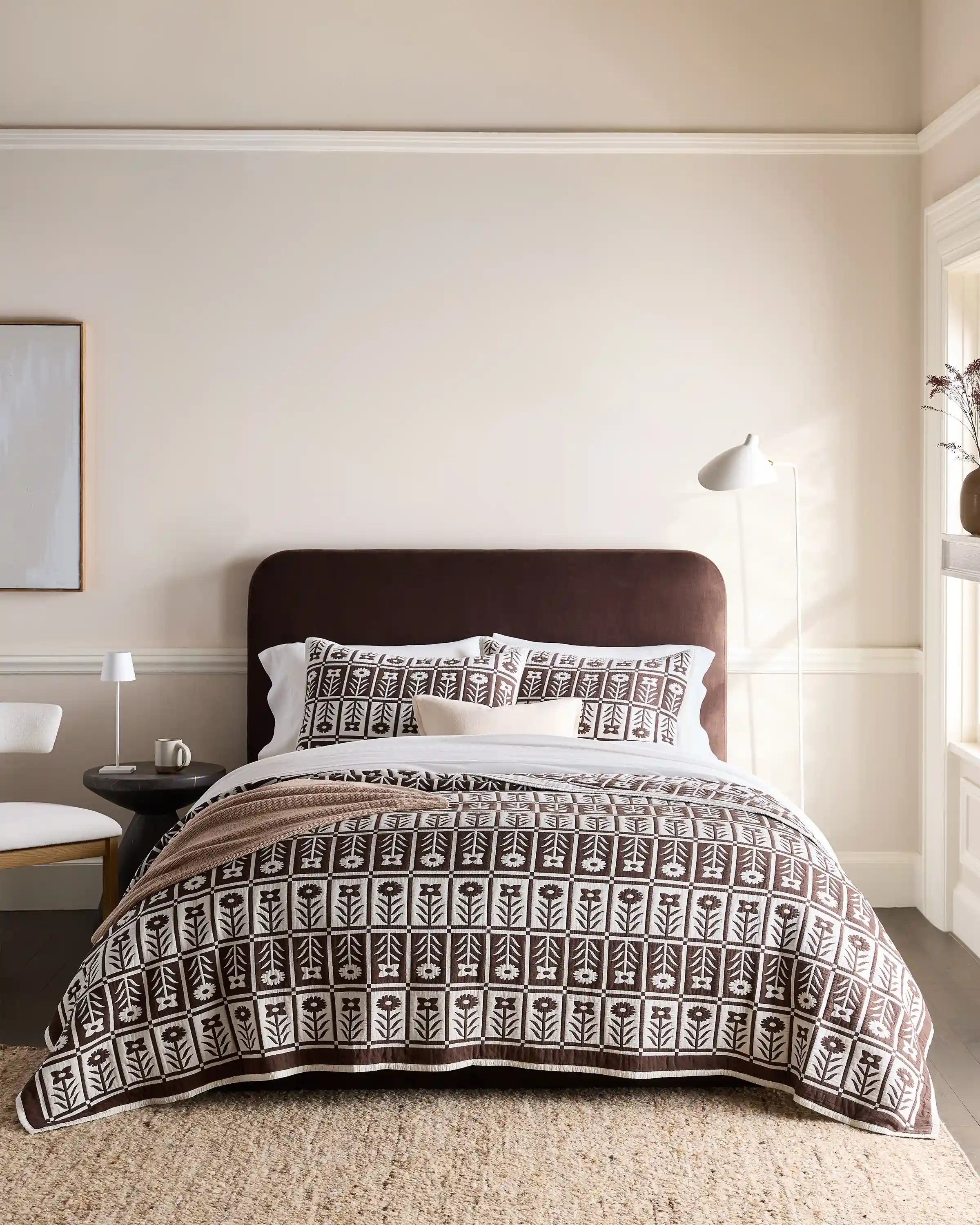 Organic Cotton Jacquard Floral Coverlet