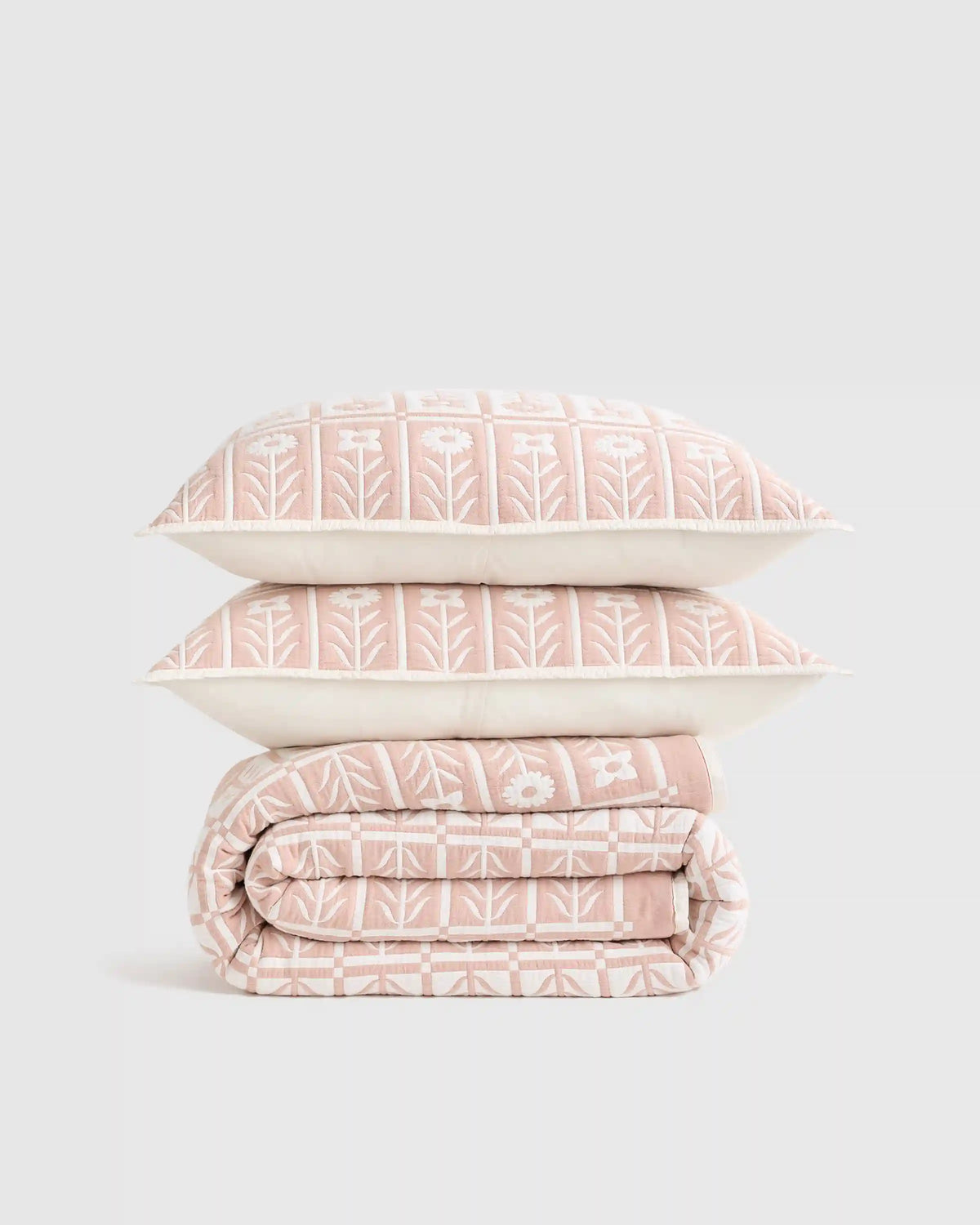 Organic Cotton Jacquard Floral Coverlet Set