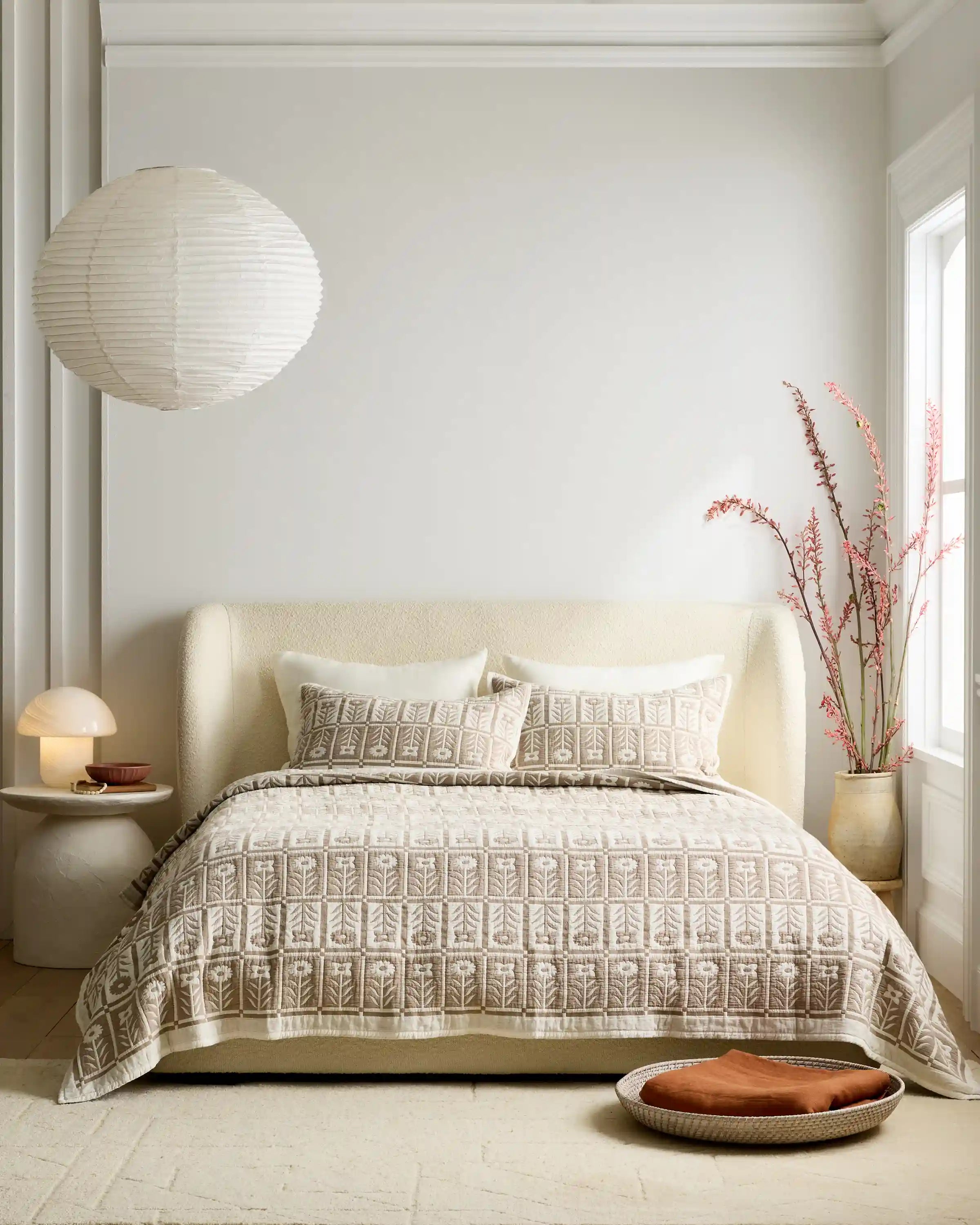 Organic Cotton Jacquard Floral Coverlet Set