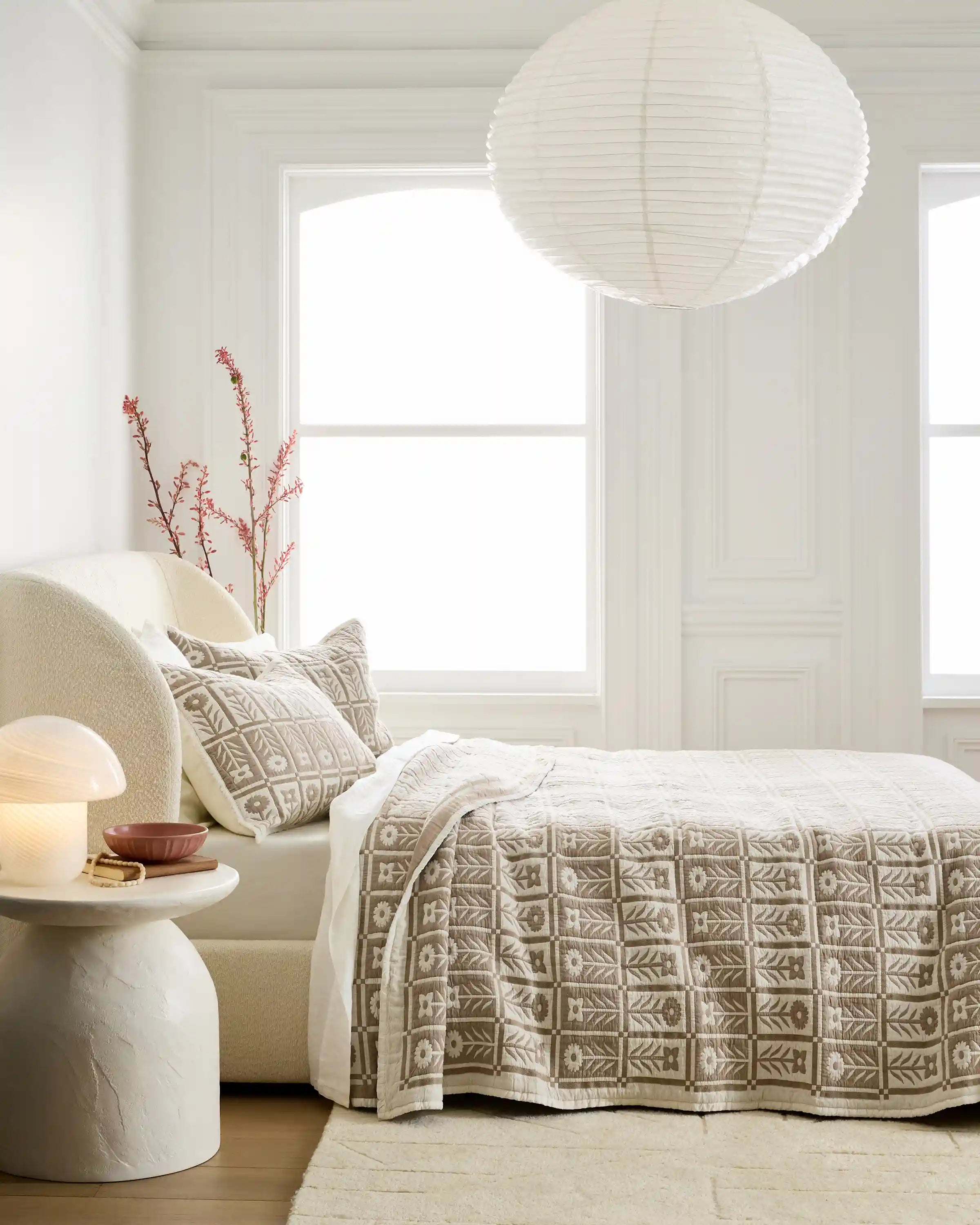 Organic Cotton Jacquard Floral Coverlet