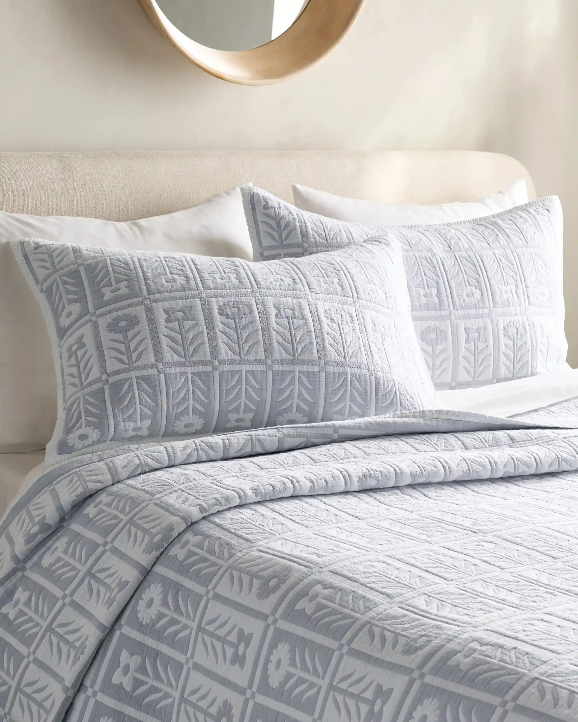 Organic Cotton Jacquard Floral Coverlet Set