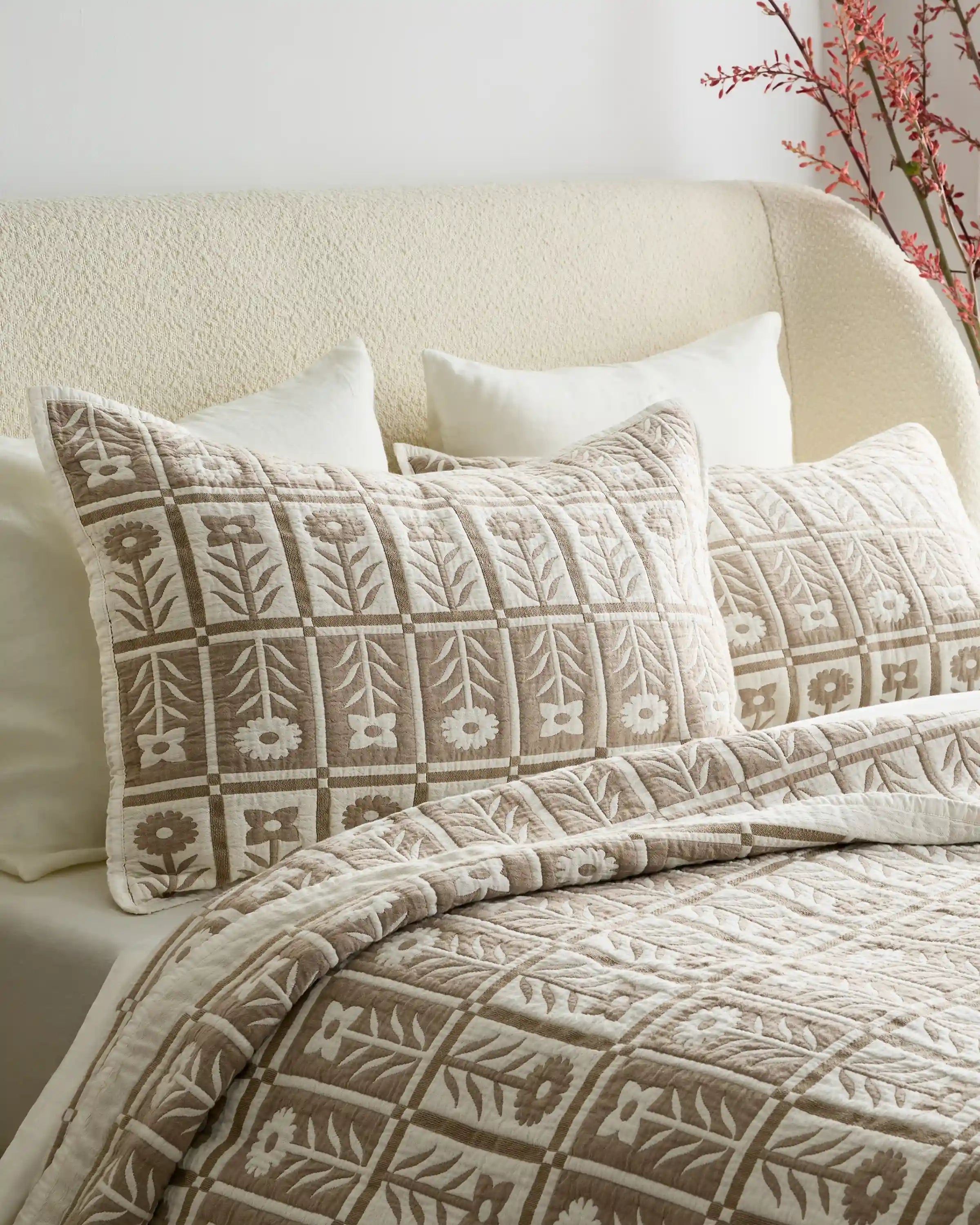 Organic Cotton Jacquard Floral Sham Set