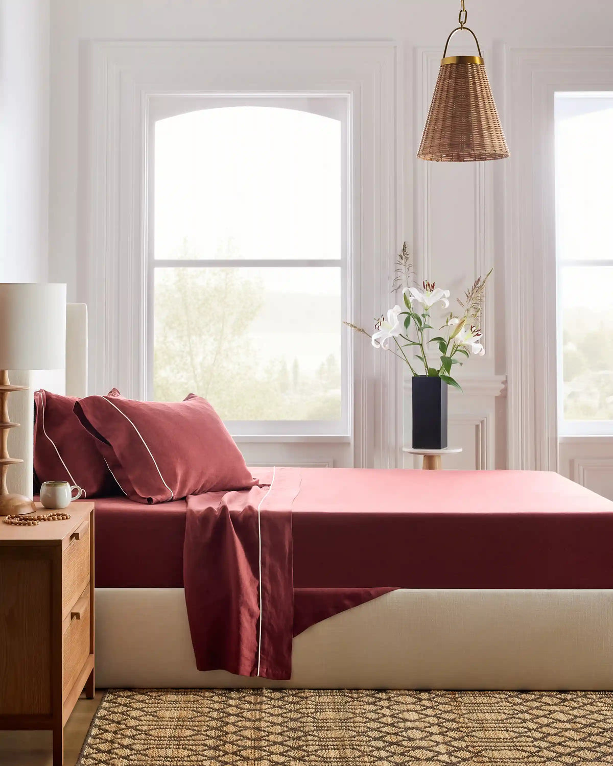 European Linen Piped Sheet Set