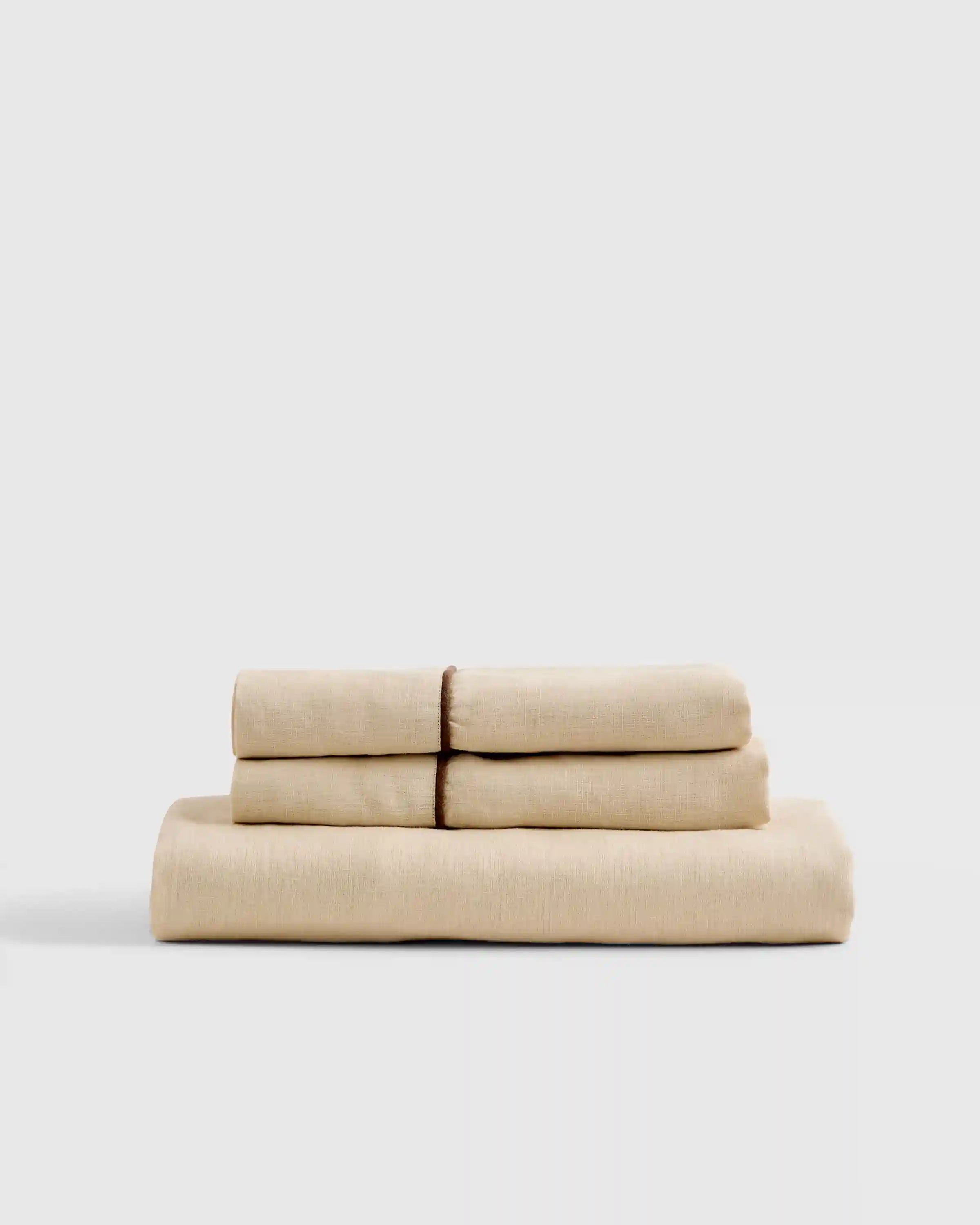 European Linen Piped Fitted Sheet Set